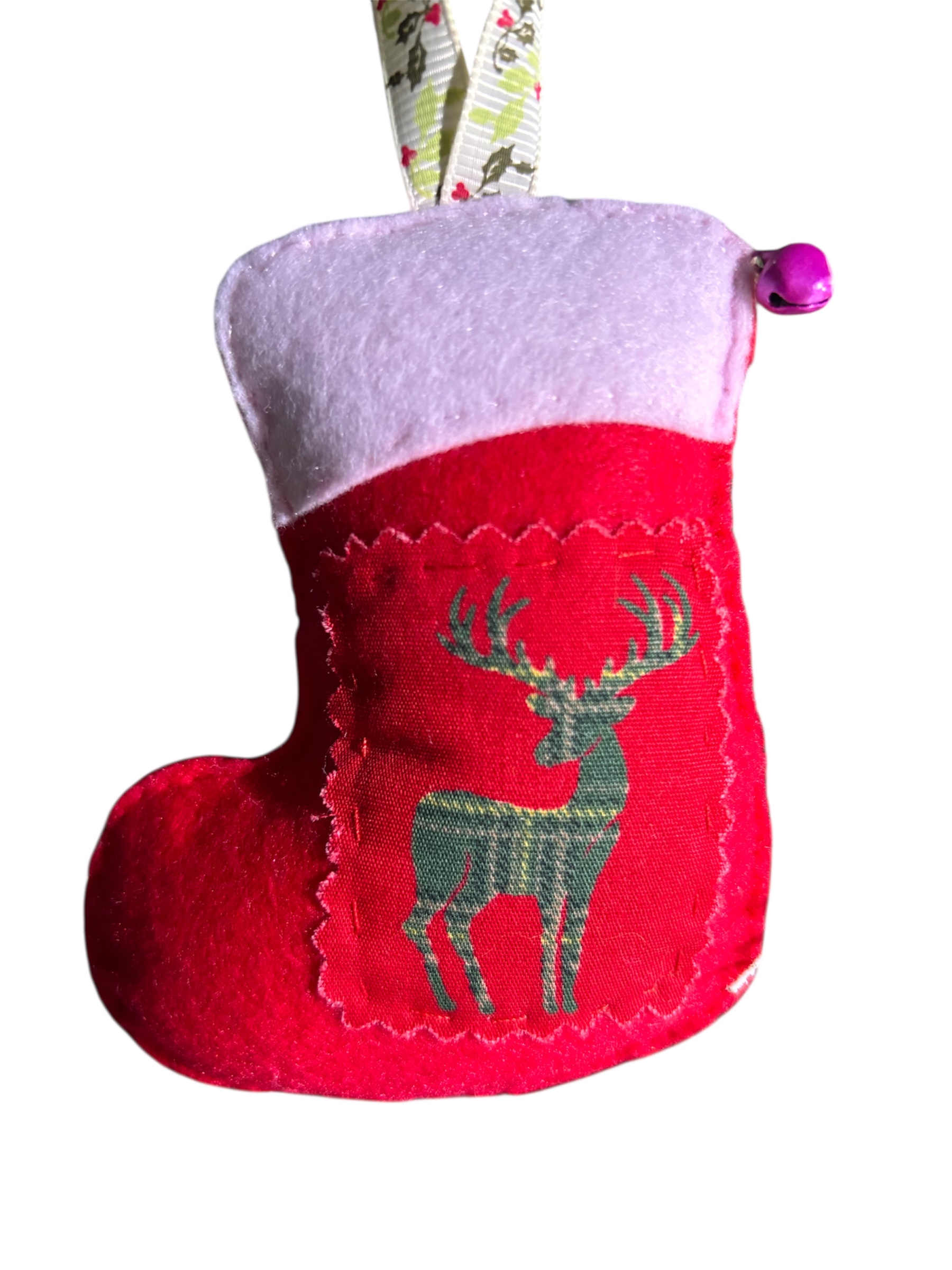 Handmade felt Christmas stocking hanging decoration