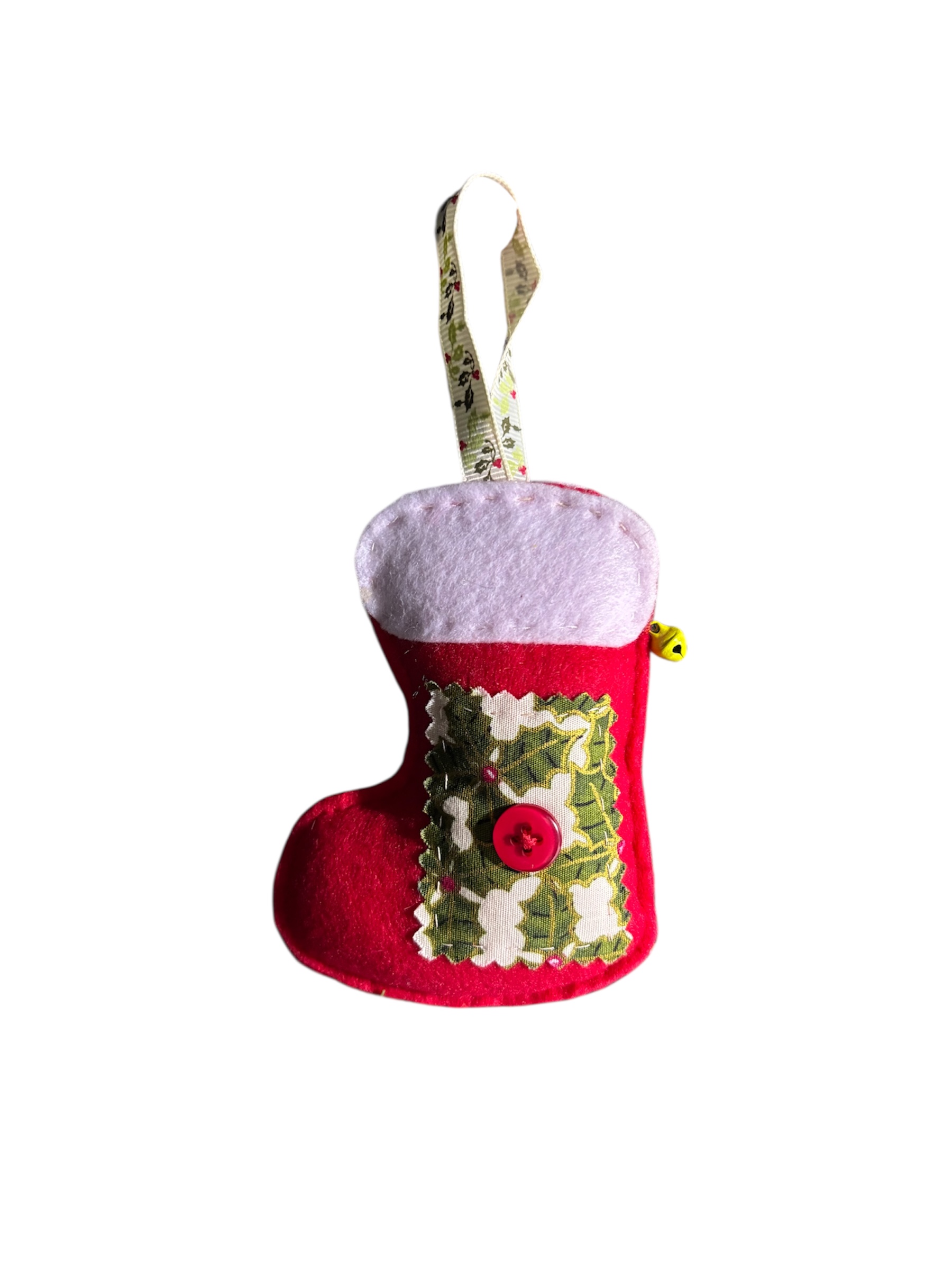 Handmade felt Christmas stocking hanging decoration