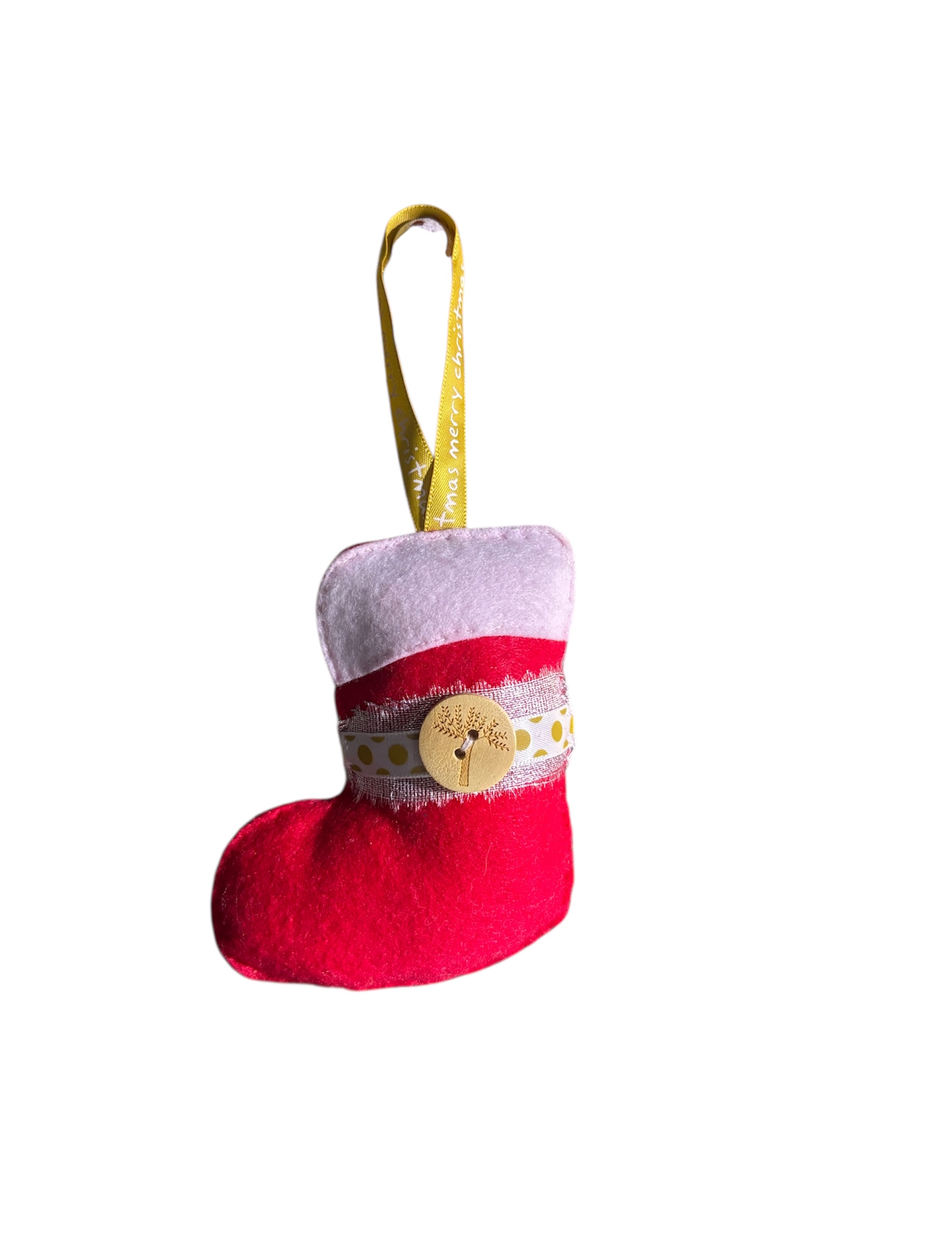 Handmade felt Christmas stocking hanging decoration