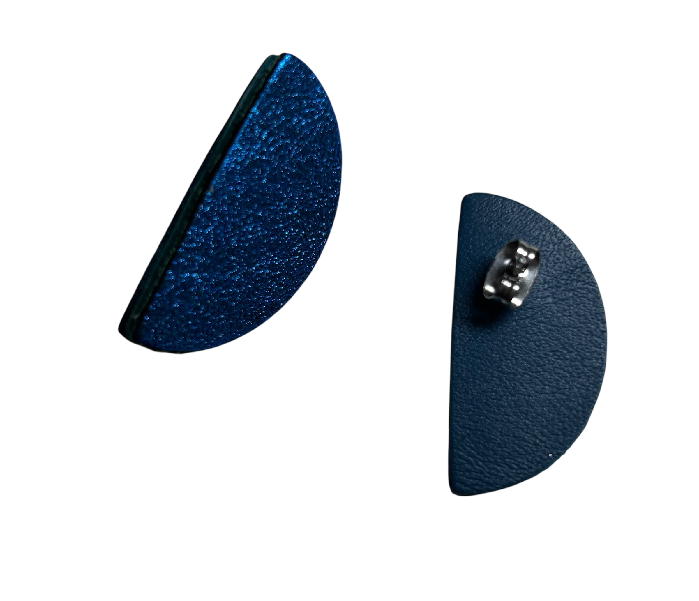 SEMI CIRCLE STUDS - METALLIC BLUE