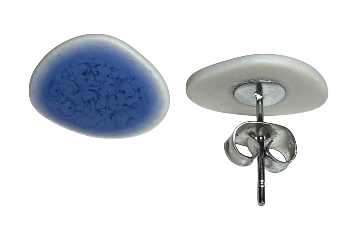 Stud Pebble Earring Pair-Blue Opal