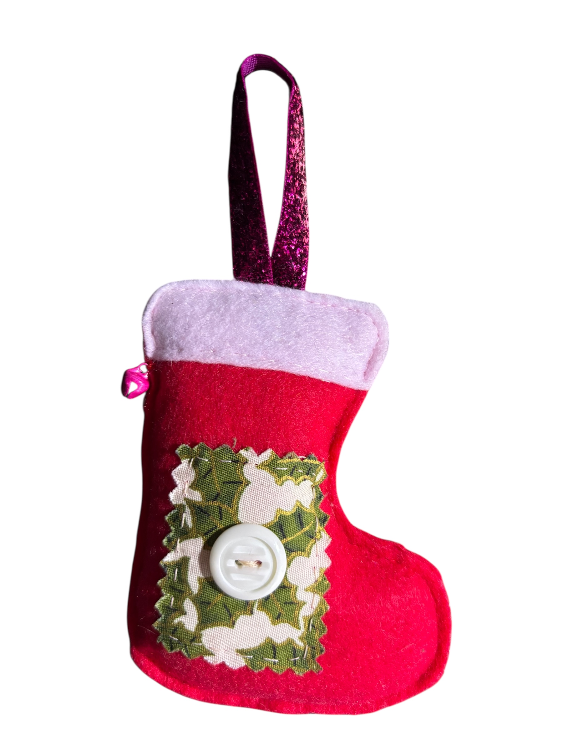 Handmade felt Christmas stocking hanging decoration