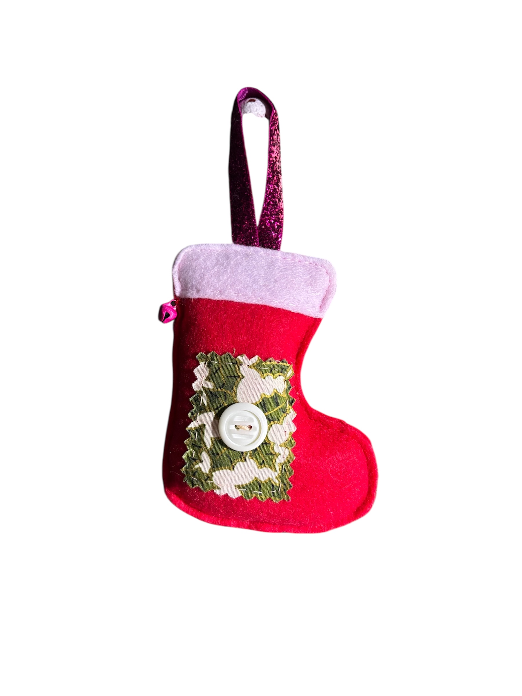 Handmade felt Christmas stocking hanging decoration