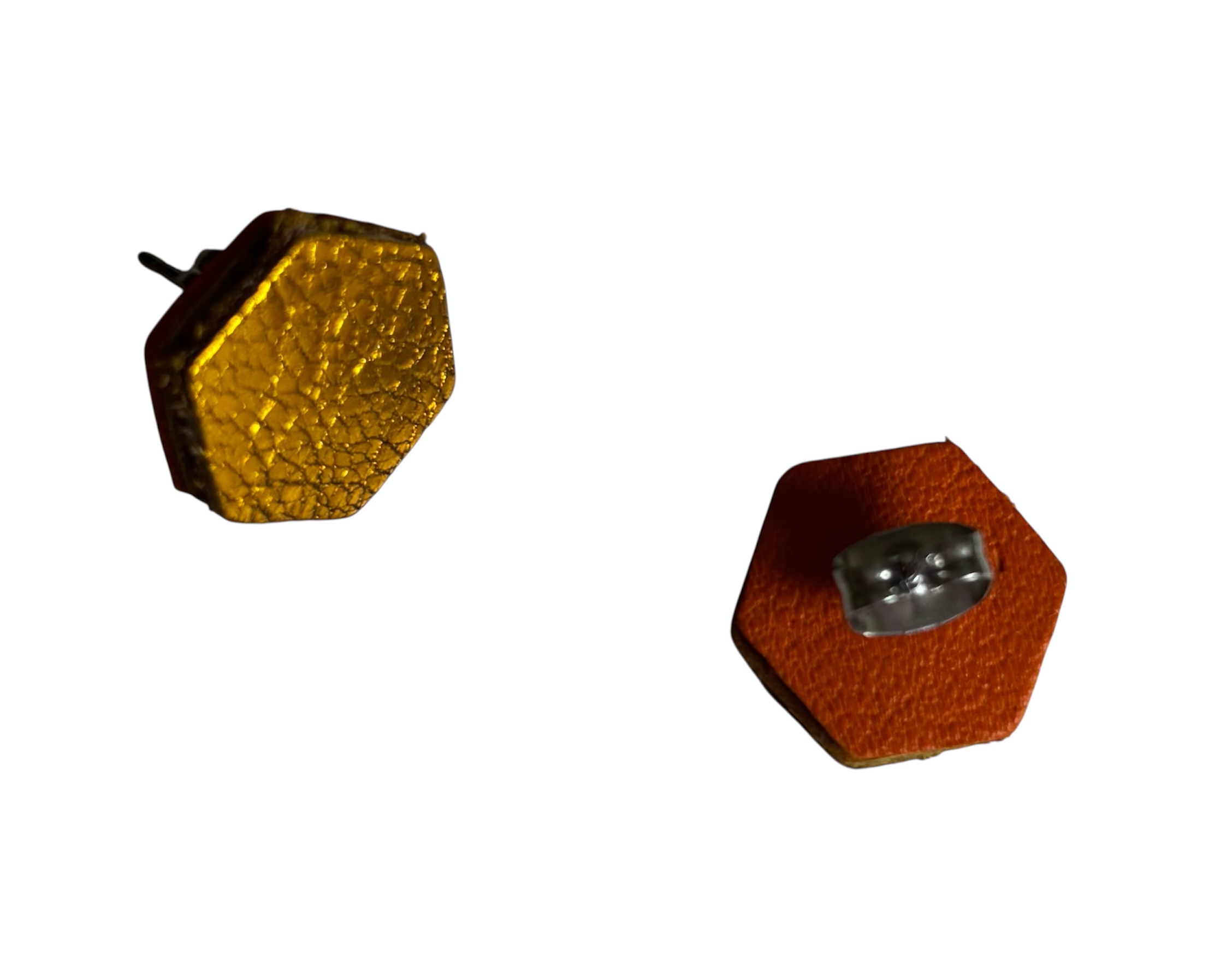 HEXAGON STUDS - METALLIC ORANGE