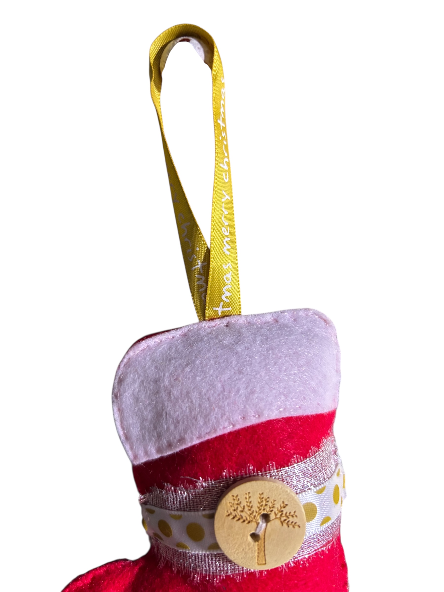 Handmade felt Christmas stocking hanging decoration
