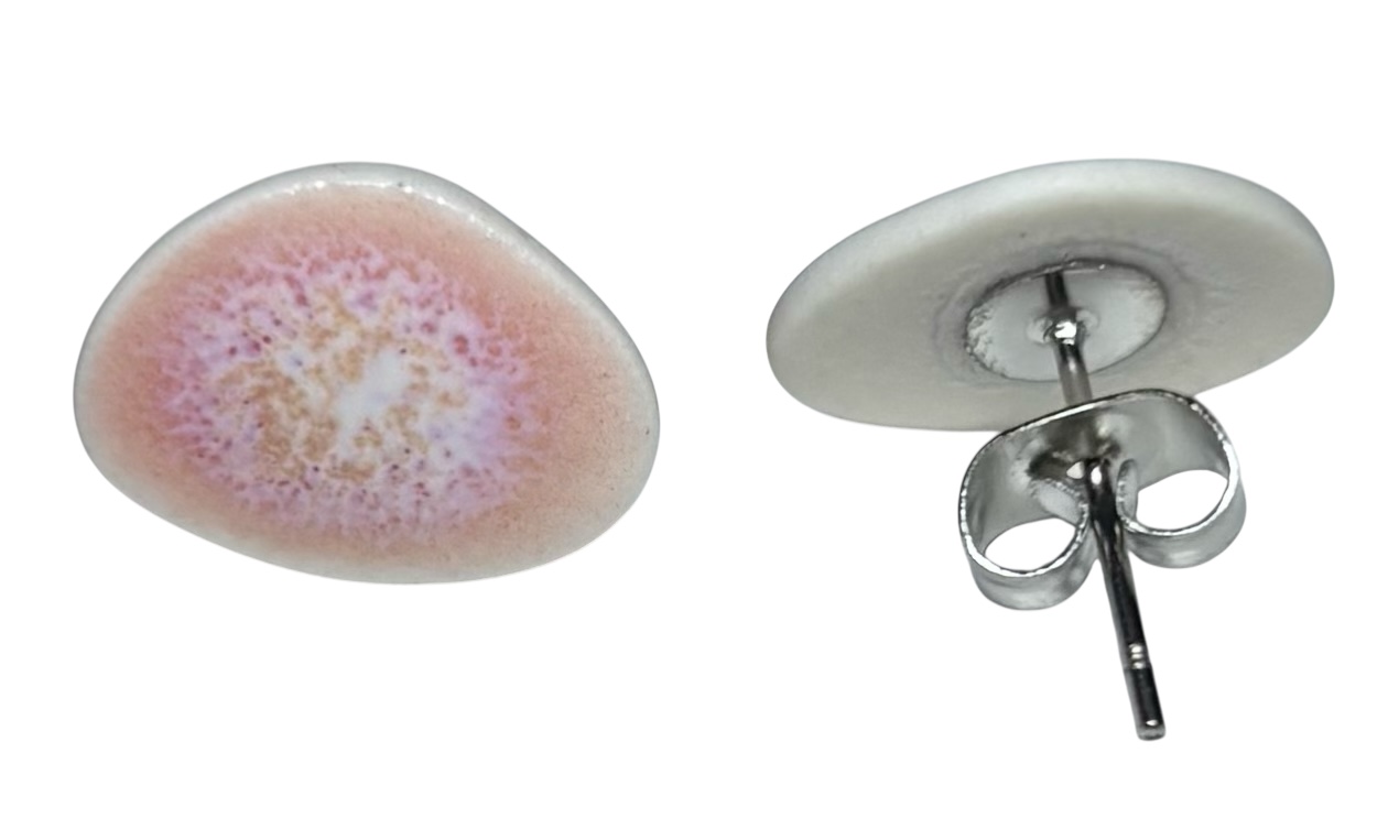 Stud Pebble Earring Pair-Coral