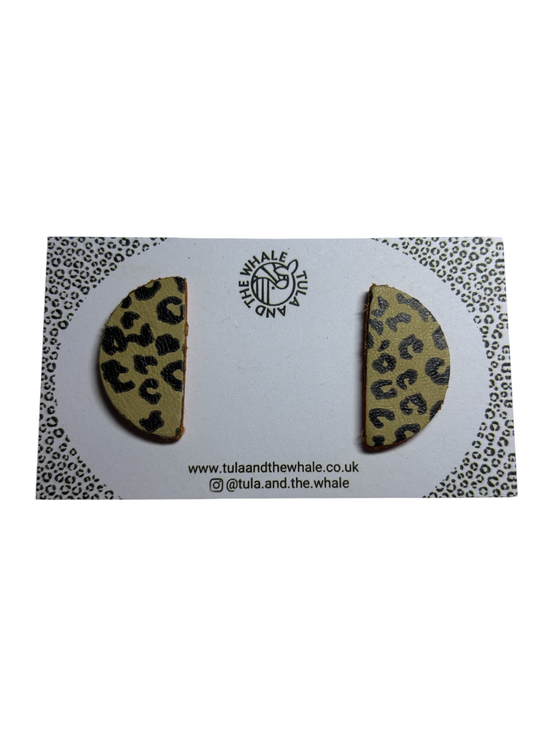 SEMI CIRCLE STUDS - LEOPARD TAN