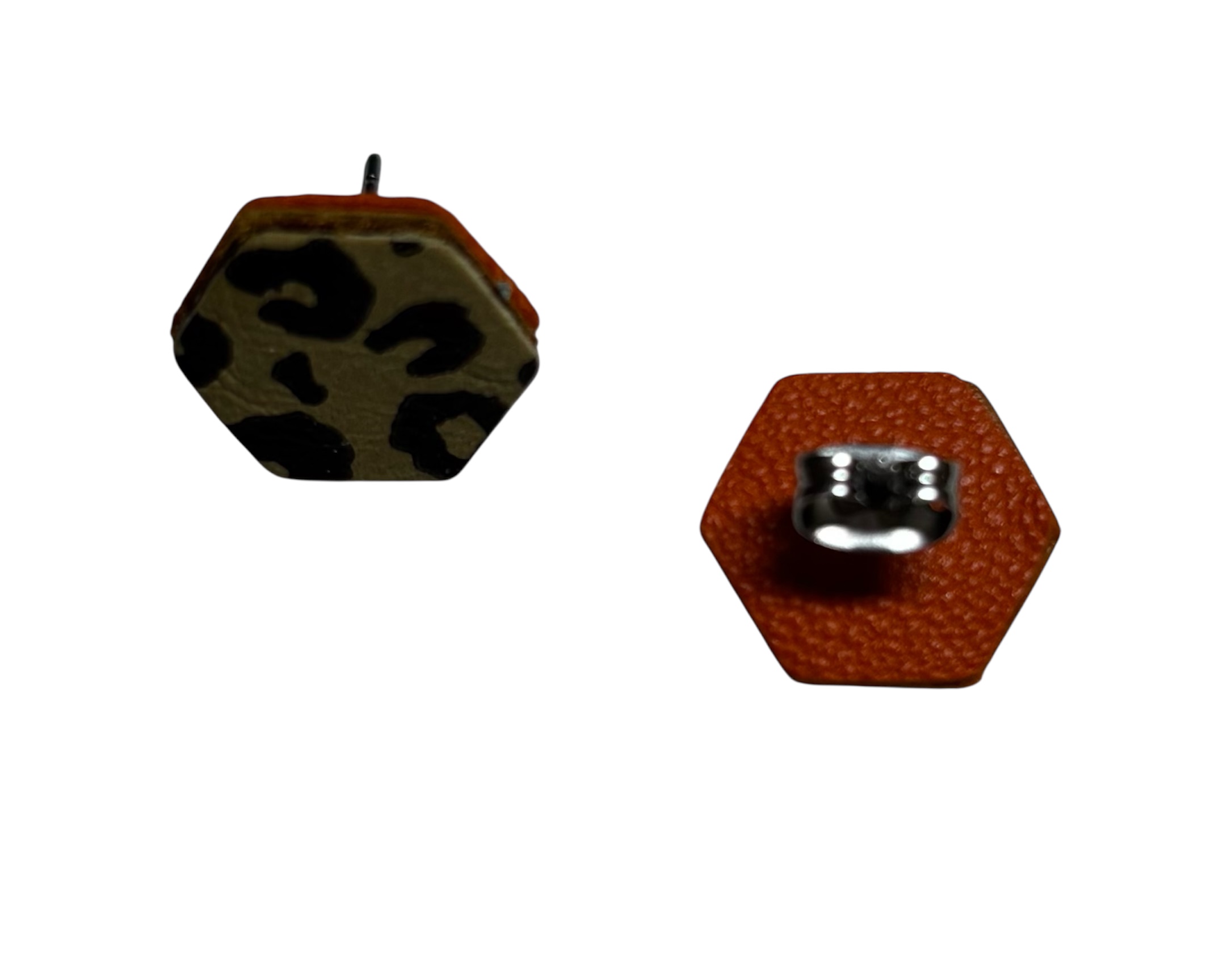 HEXAGON STUDS - LEOPARD PRINT