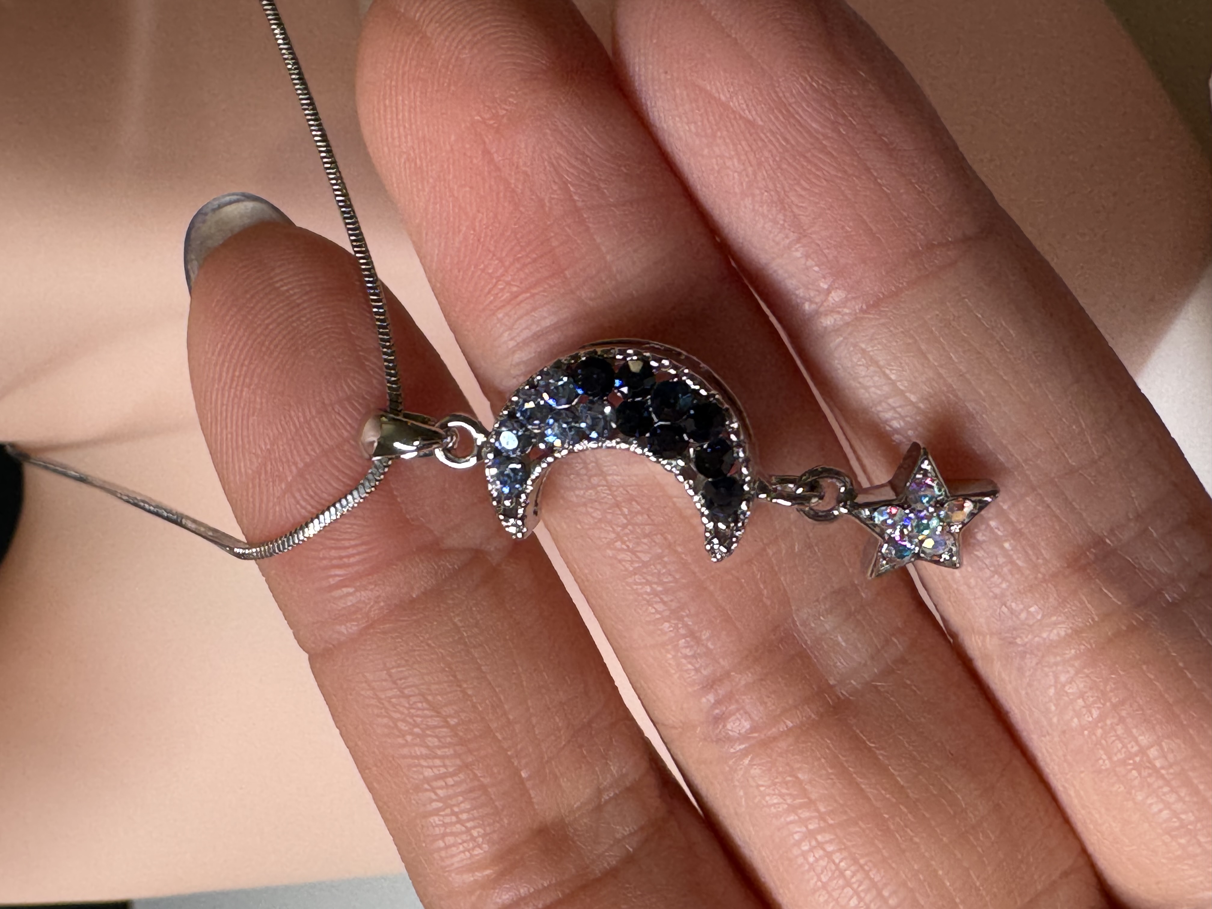 Gradient blue moon necklace