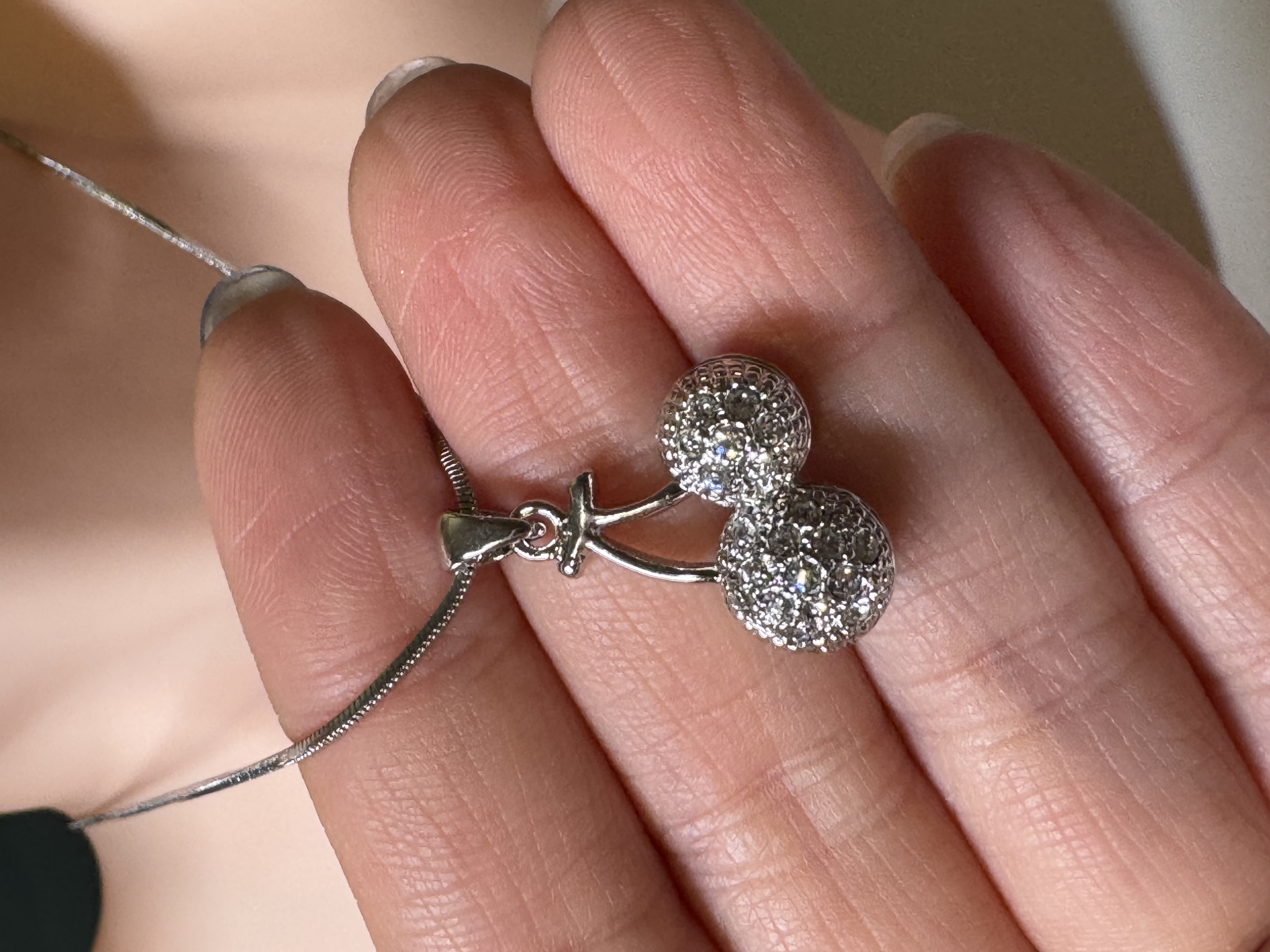 silver cherry necklace