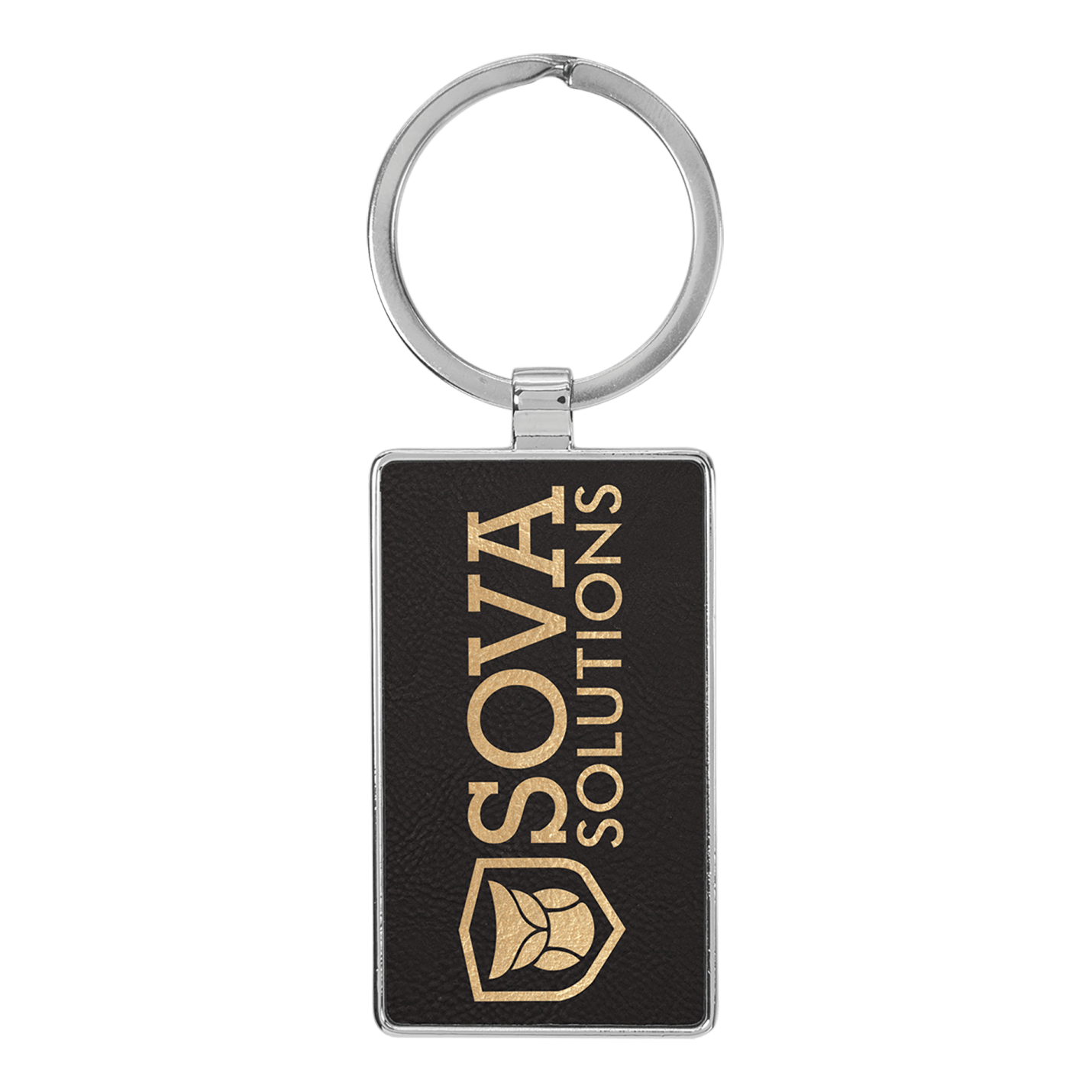 Leatherette Rectangle Metal Frame Keychain