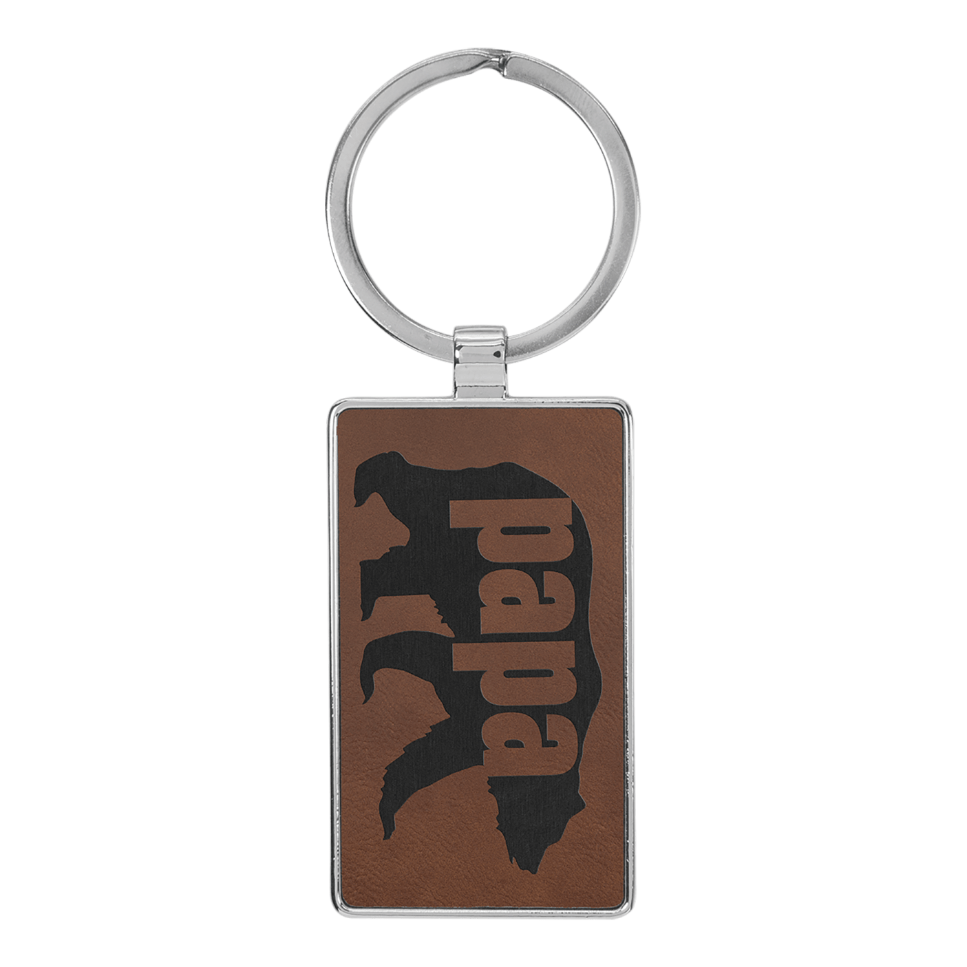 Leatherette Rectangle Metal Frame Keychain