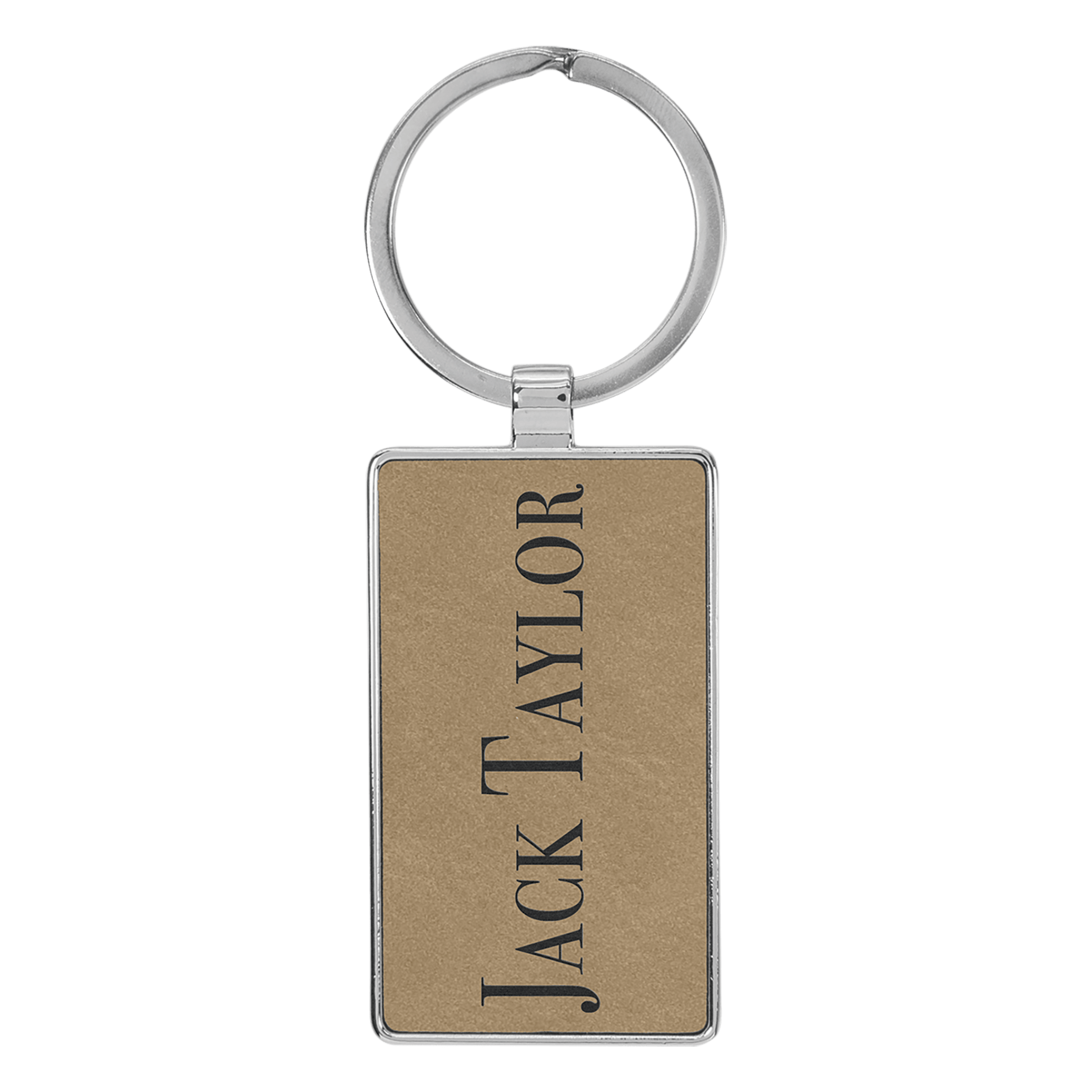 Leatherette Rectangle Metal Frame Keychain