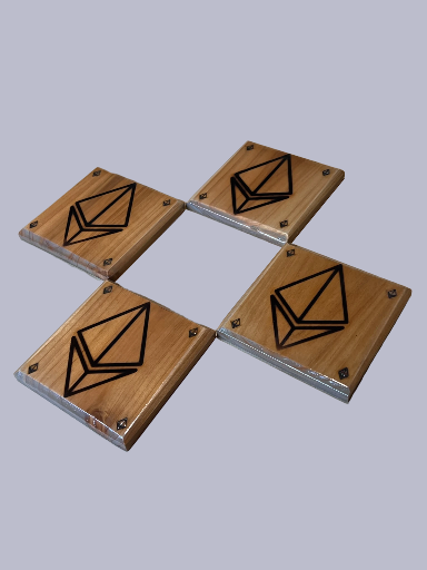 1/1 Wooden Bitcoin Coaster 4 pack
