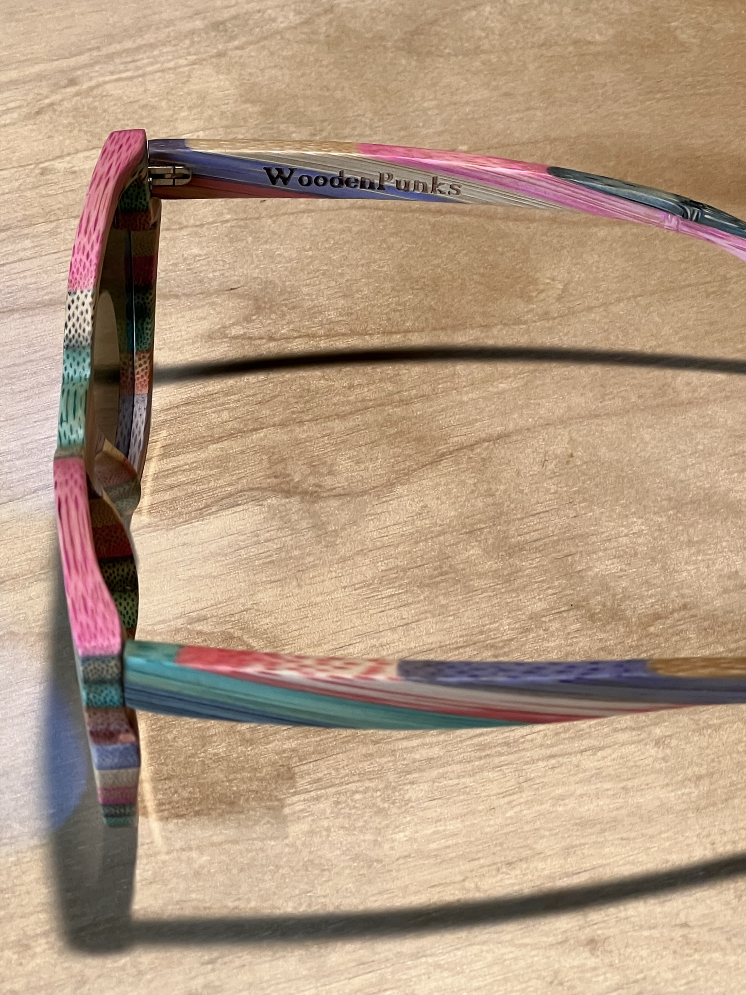 Women's Multicolored Bamboo Wood Polarized Blue Lens Sunglasses