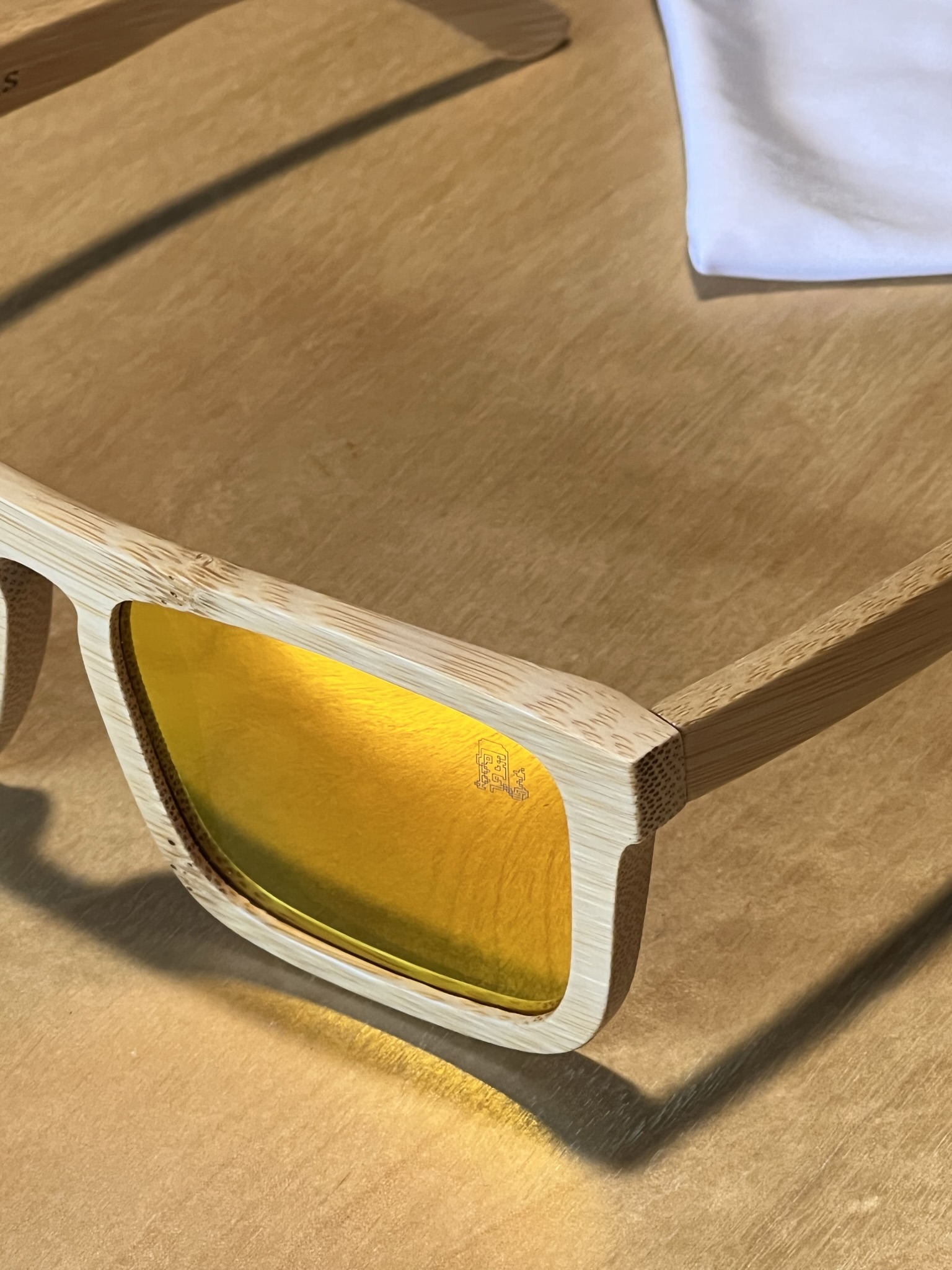 Light Bamboo Wood Polarized Orange Lens Sunglasses