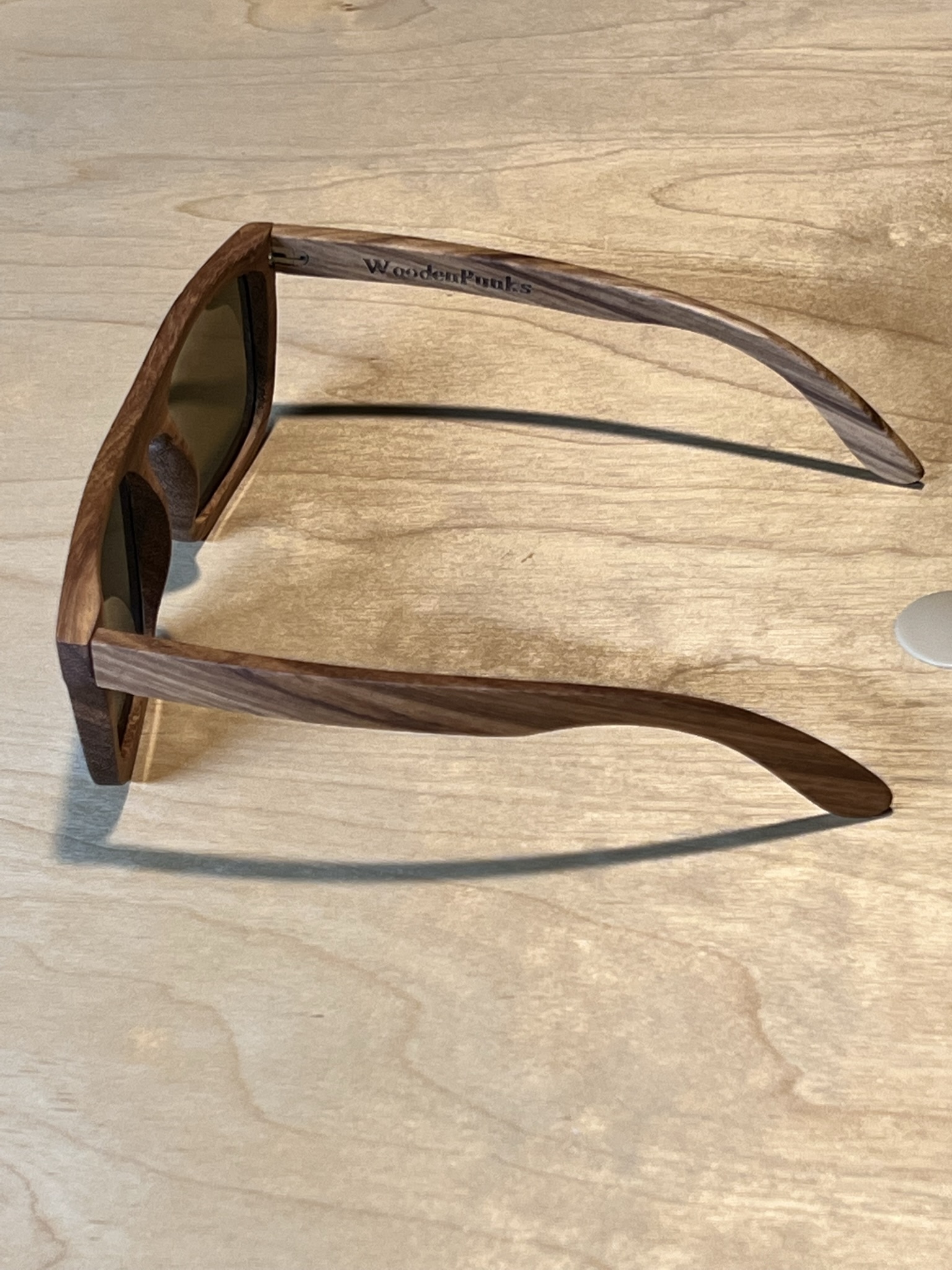 Zebra Wood Polarized Blue Lens Sunglasses