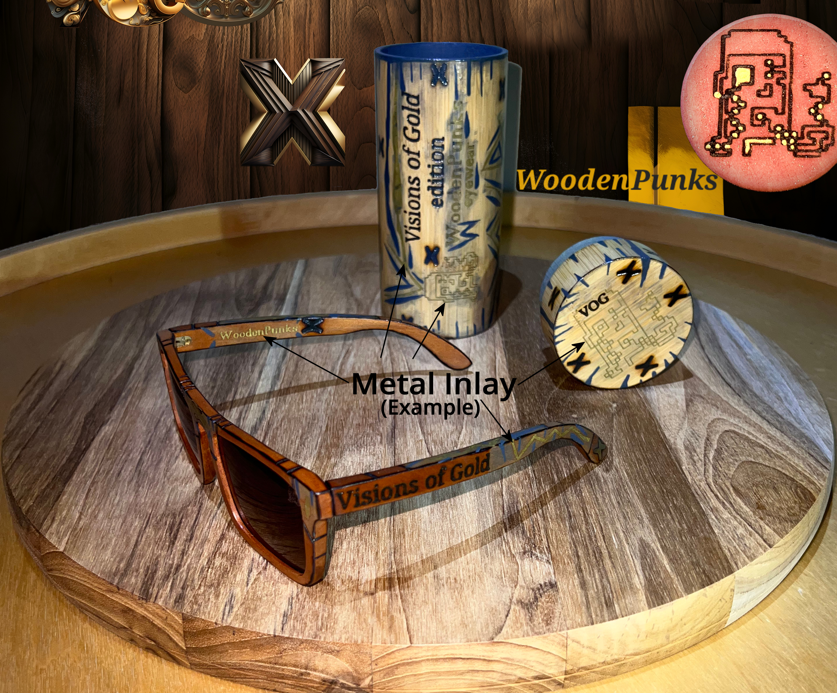 Metal Inlay Sunglasses Case