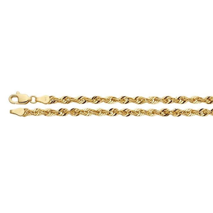 14K Yellow Gold 3.2mm Diamond-Cut Hollow French Rope Chain