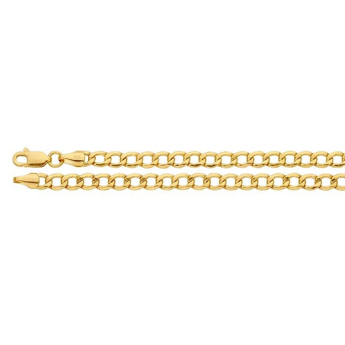 14K Yellow Gold 4.4mm Hollow Curb Chain