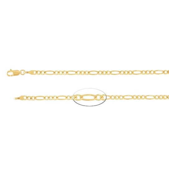 14K Yellow Gold 3mm Diamond-Cut Figaro Chain