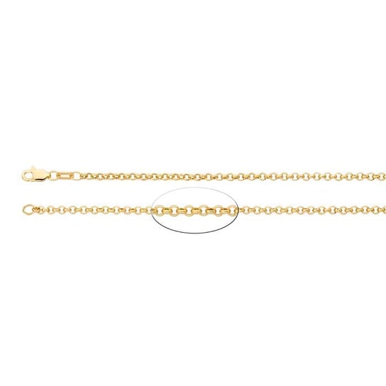 14K Yellow Gold 2.3mm Hollow Round Rolo Chain