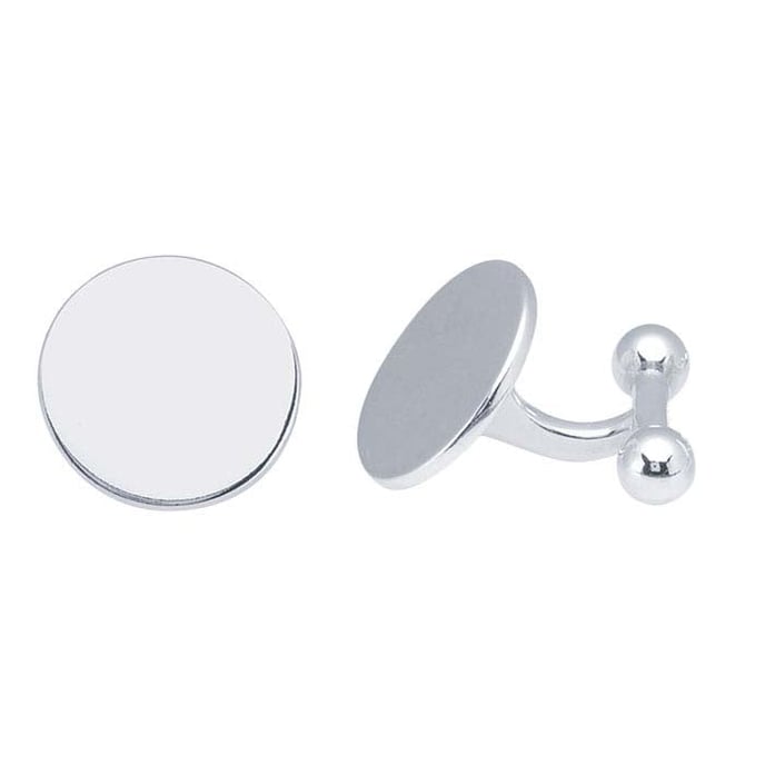 Sterling Silver Flat-Top Ball-End Cuff Links
