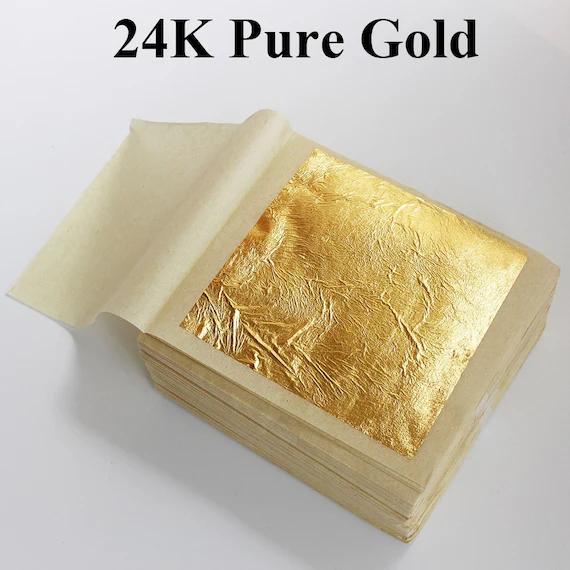 Gold: 24K Gold Leaf & Gold Acrylic Paint