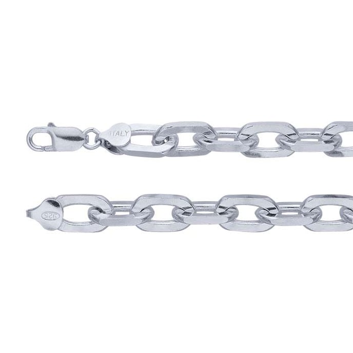 Sterling Silver 4.1mm Diamond-Cut Oval Cable Chain