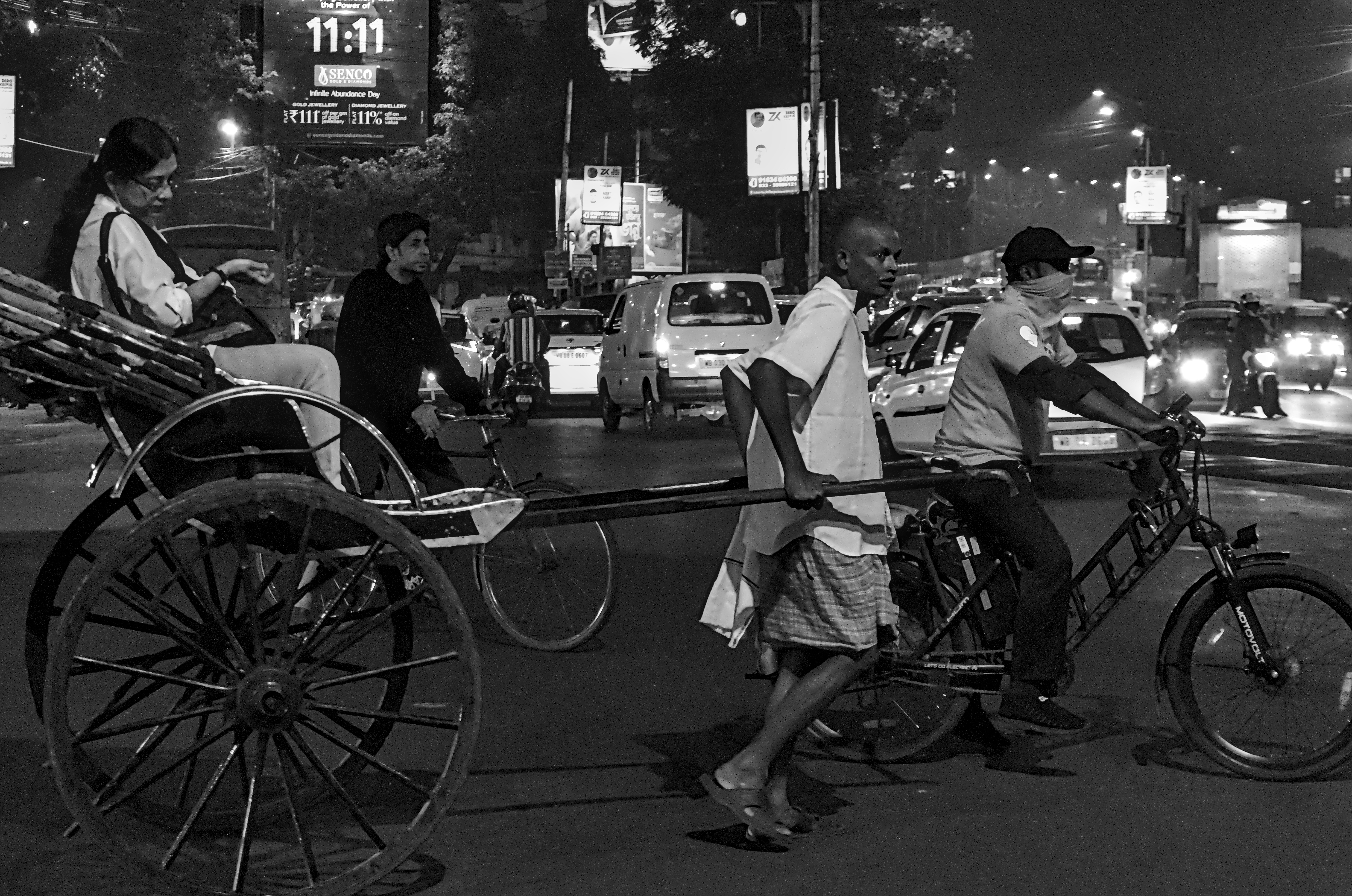 Traditional Hand-Pulled Rickshaw Puller