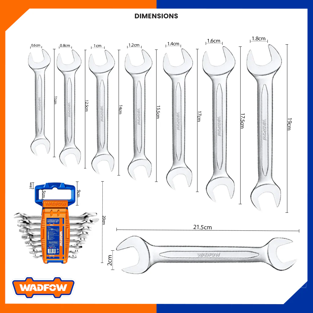 JUEGO DE LLAVES PUNTA-PUNTA 6-22 MM  8 PCS WADFOW WDS2208
