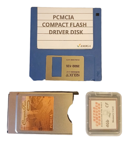 Amiga 600 / 1200 PCMCIA Adaptor + 4Gb CF Card + Driver Disk