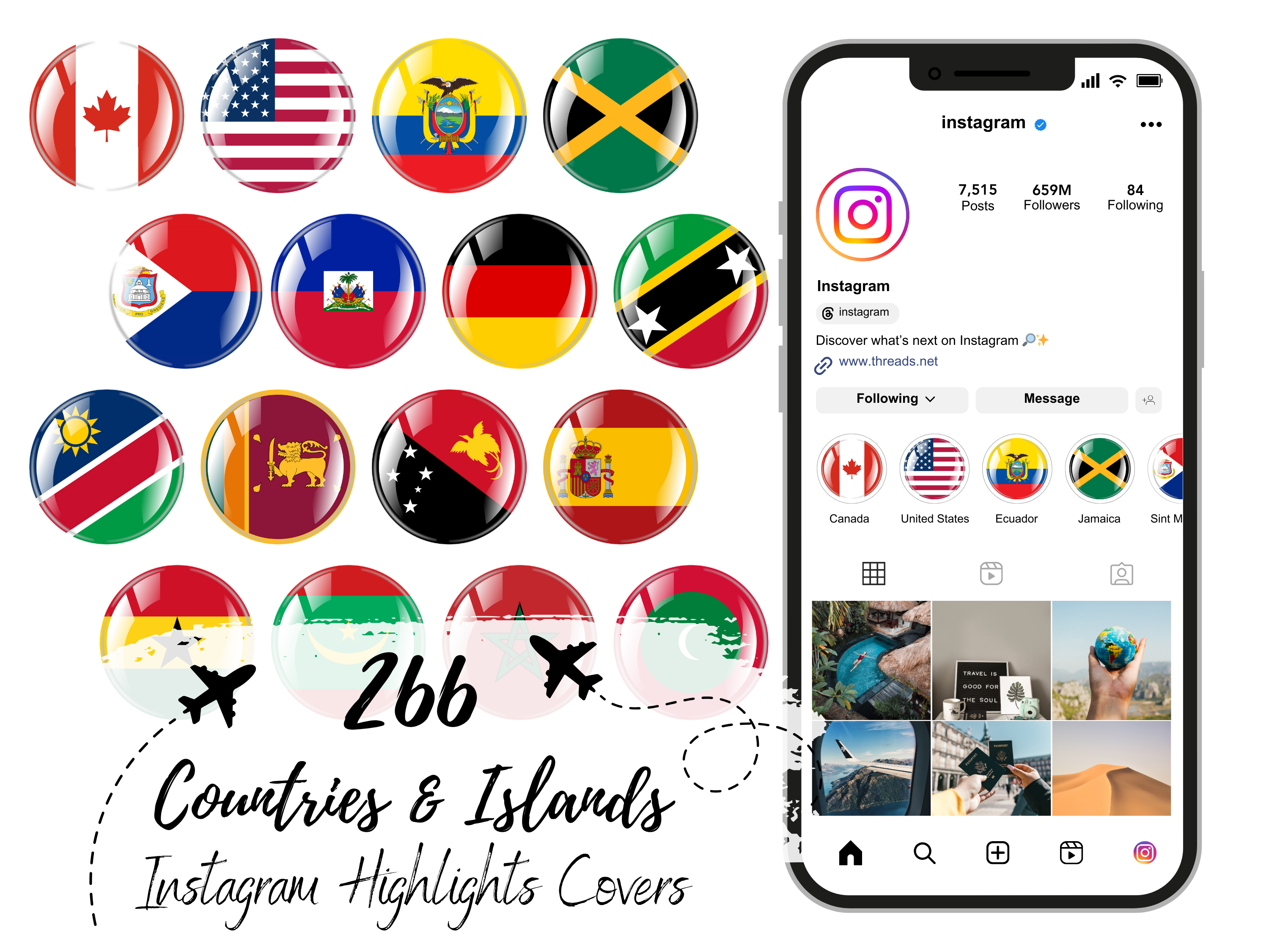Countries and Islands Bubble Flags