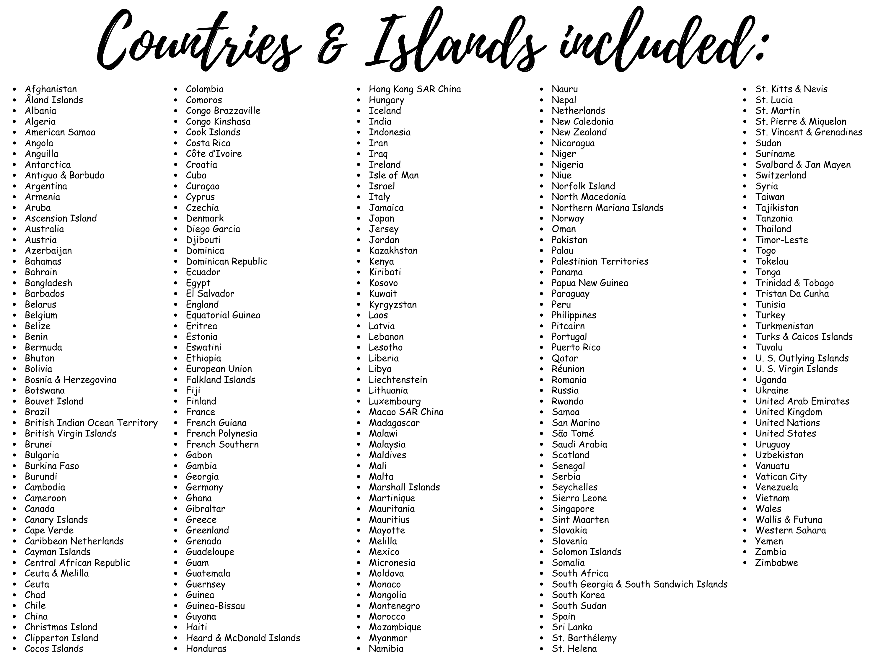 Countries and Islands Brushstroke Flags