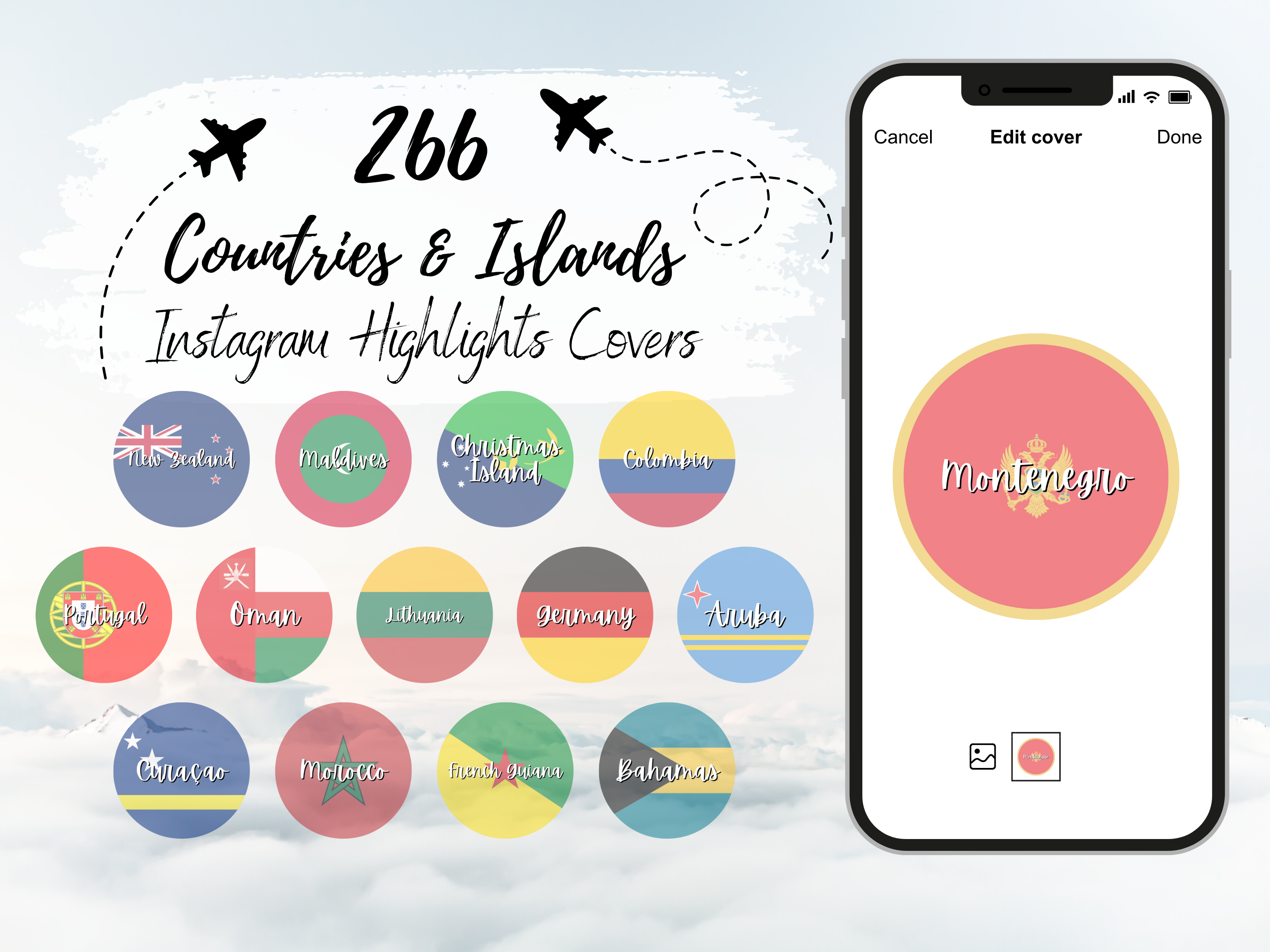 Countries and Islands Transparent Circle Flags With Name