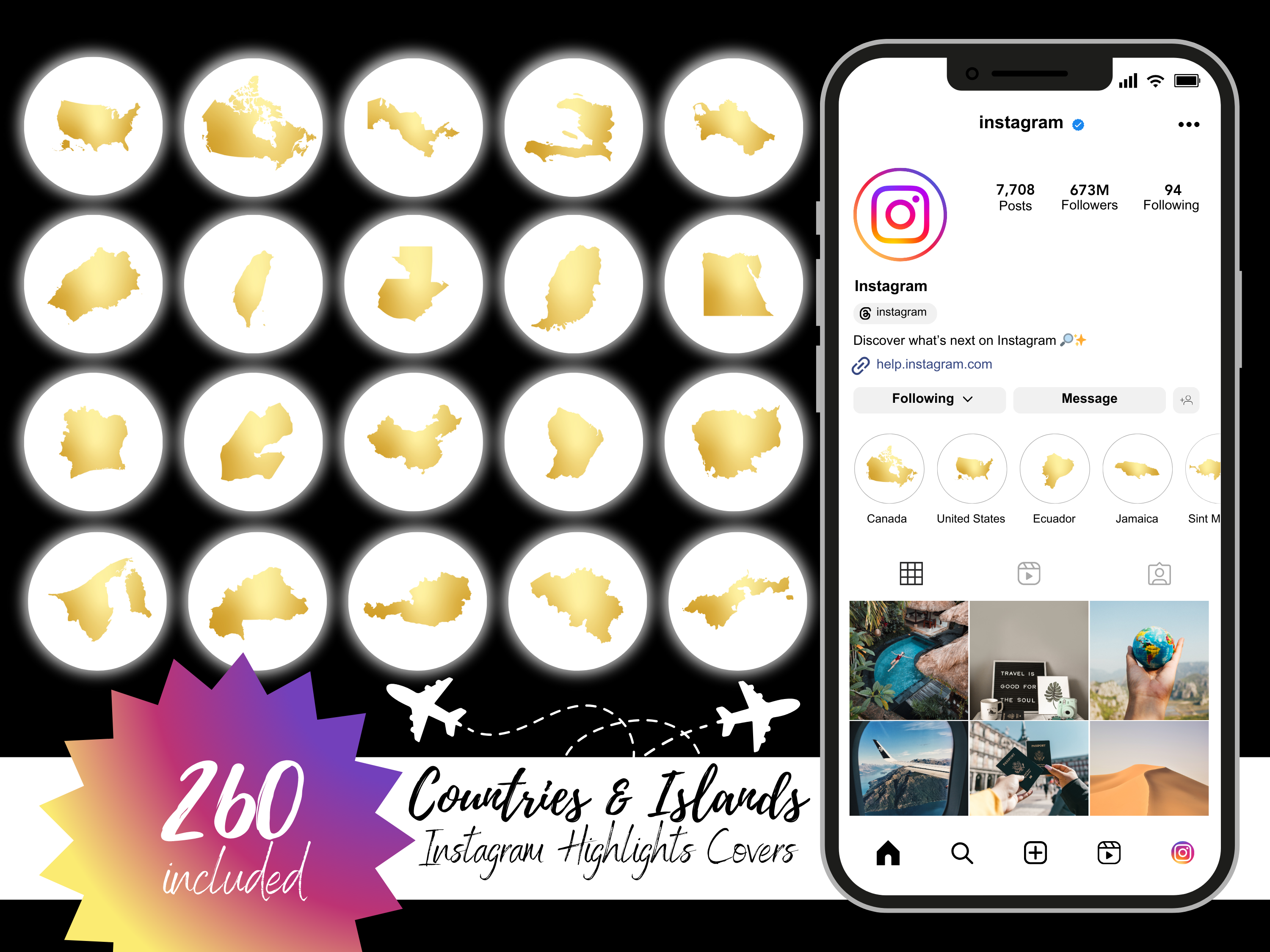 Gold Countries and Islands Map