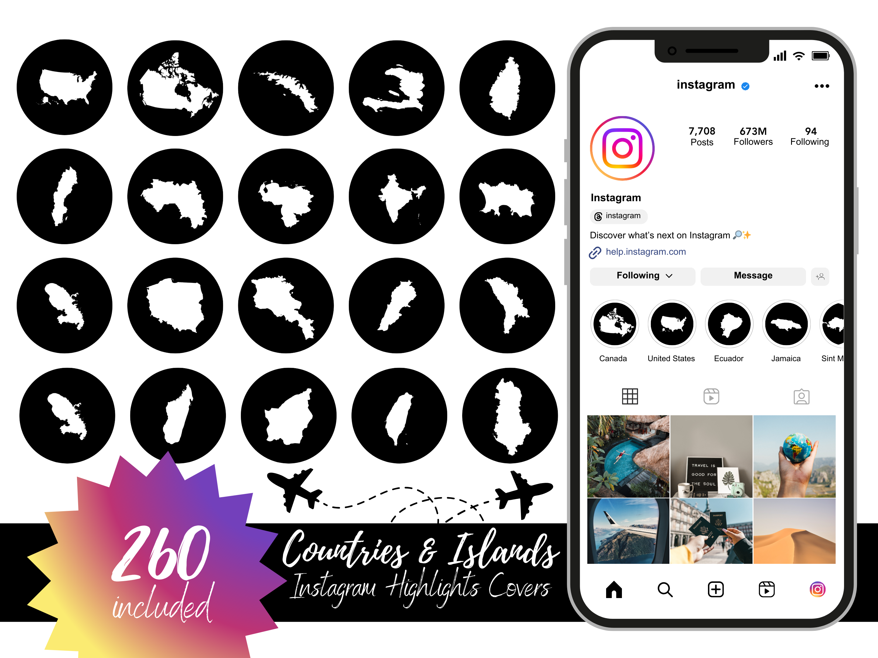 White Countries and Islands Map