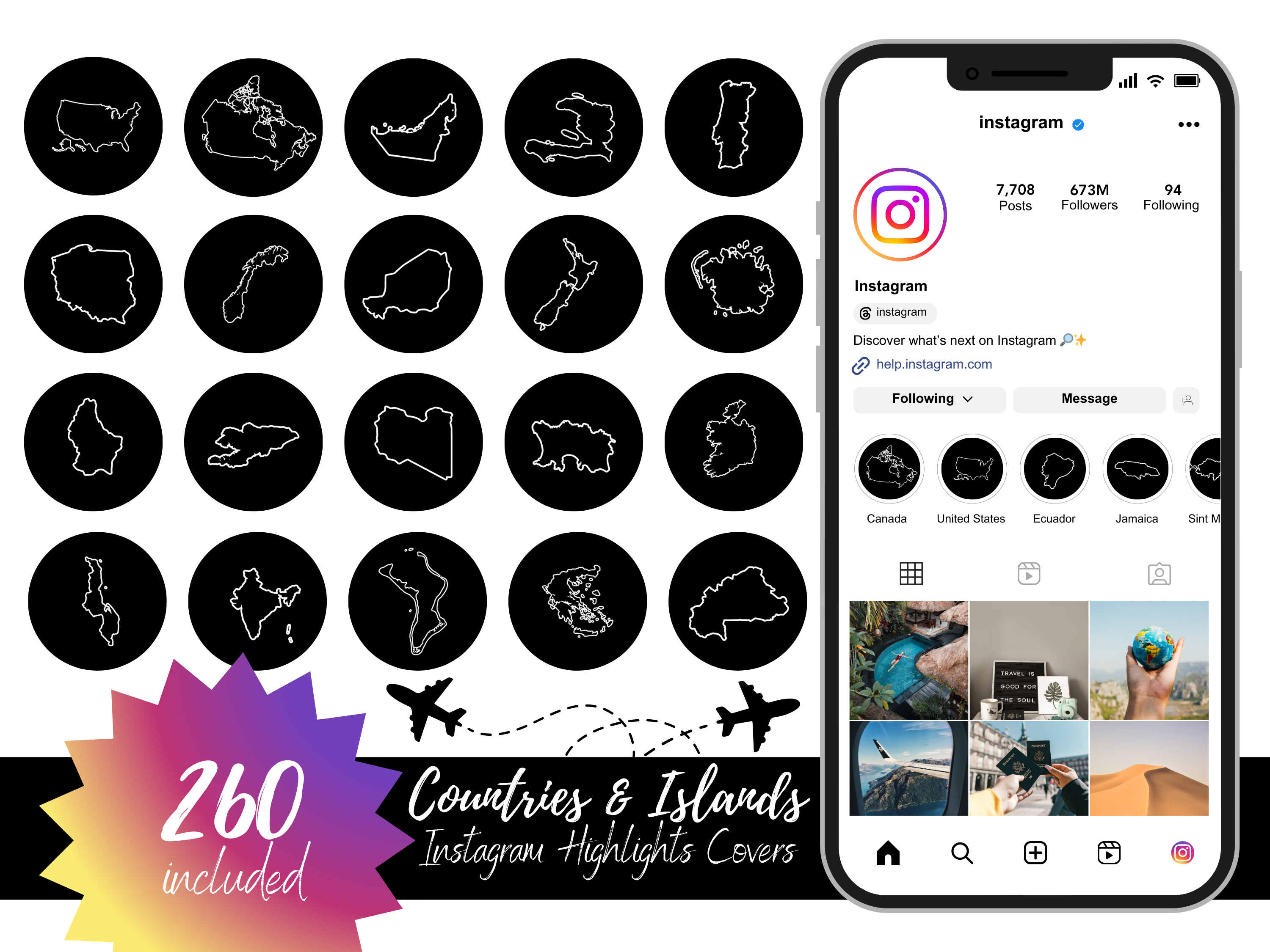 White Countries and Islands Outline