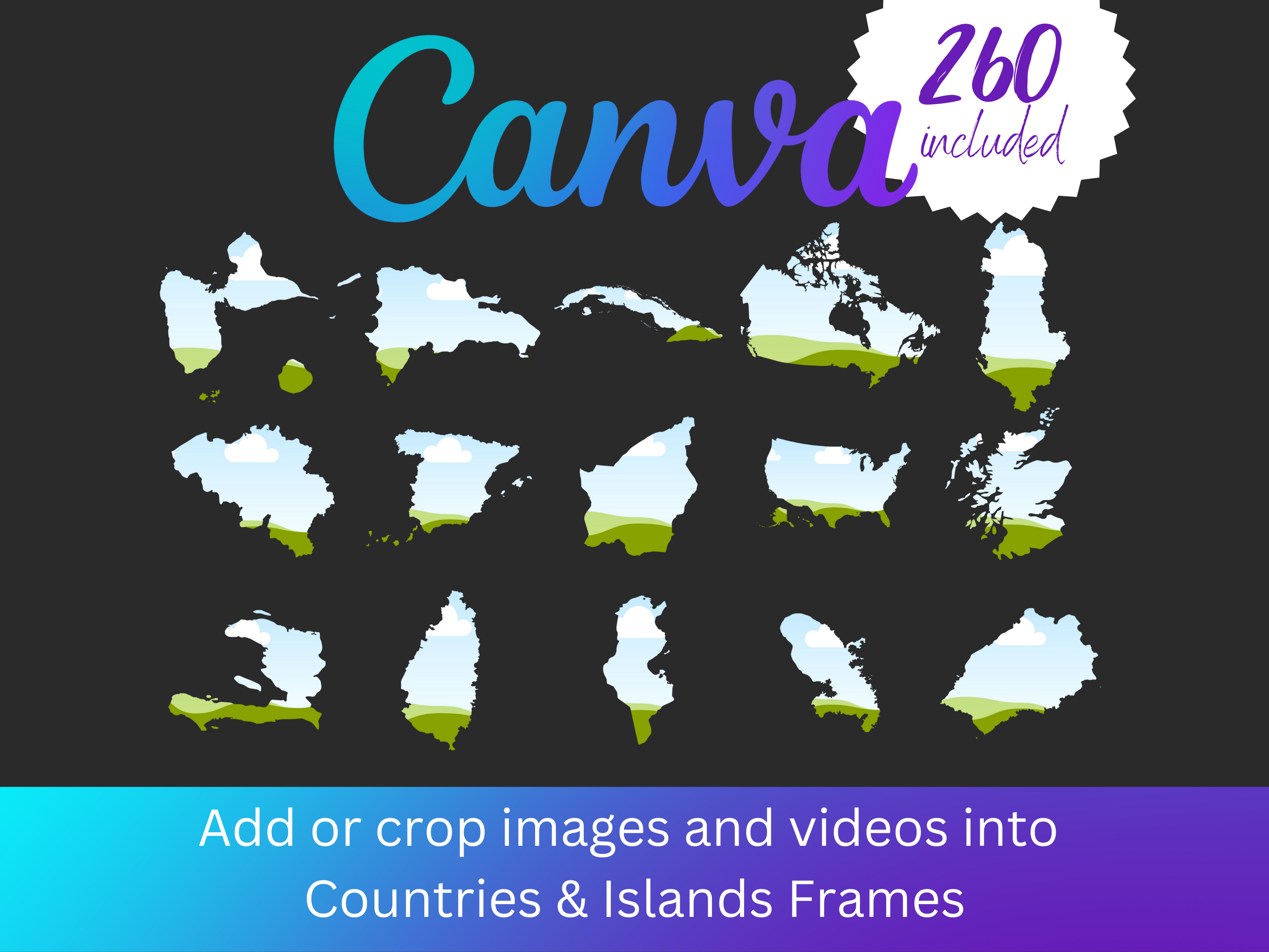 Canva Countries and Islands Map Frames