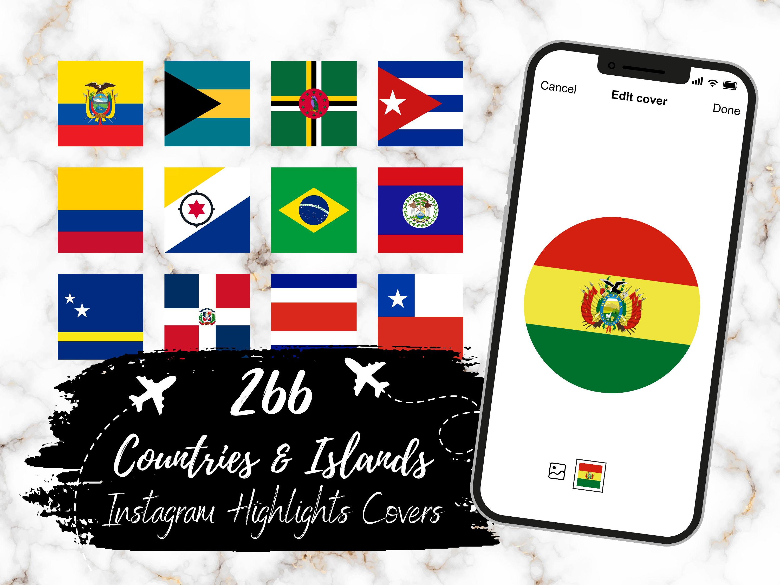 Countries and Islands Square Flags