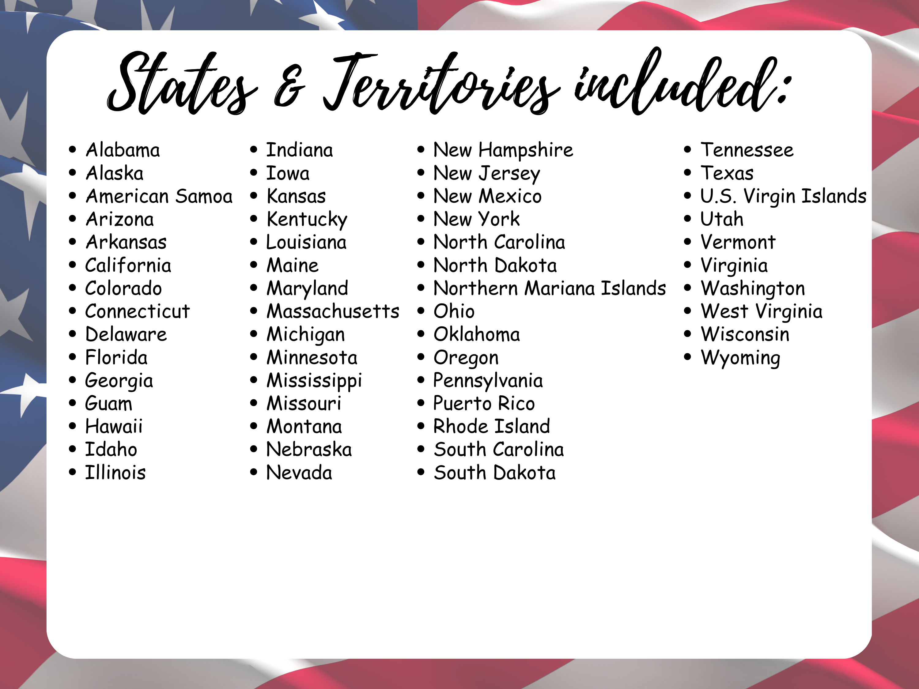 US States and Territories Brushstroke Flags