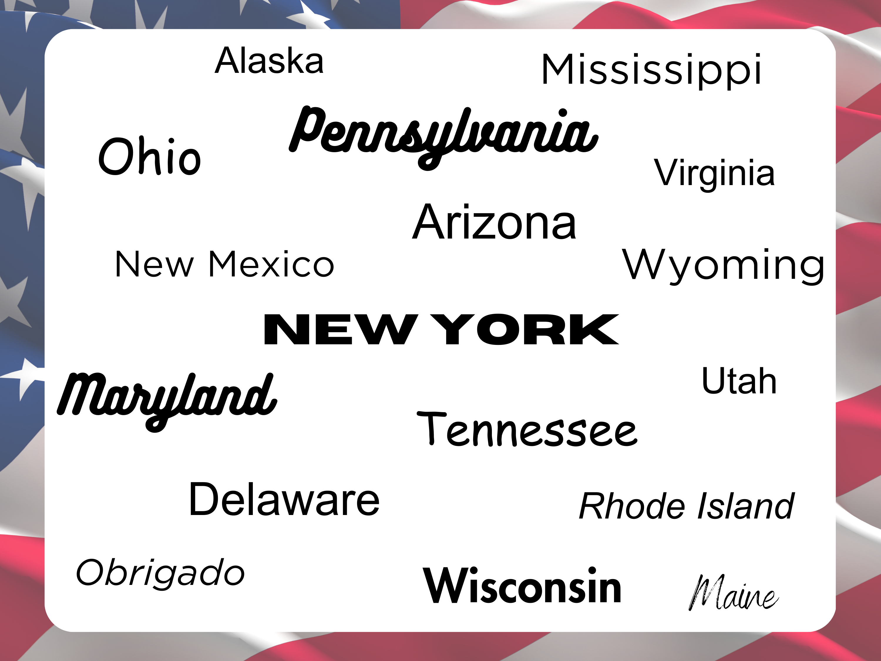 US States and Territories Cartoon Flags