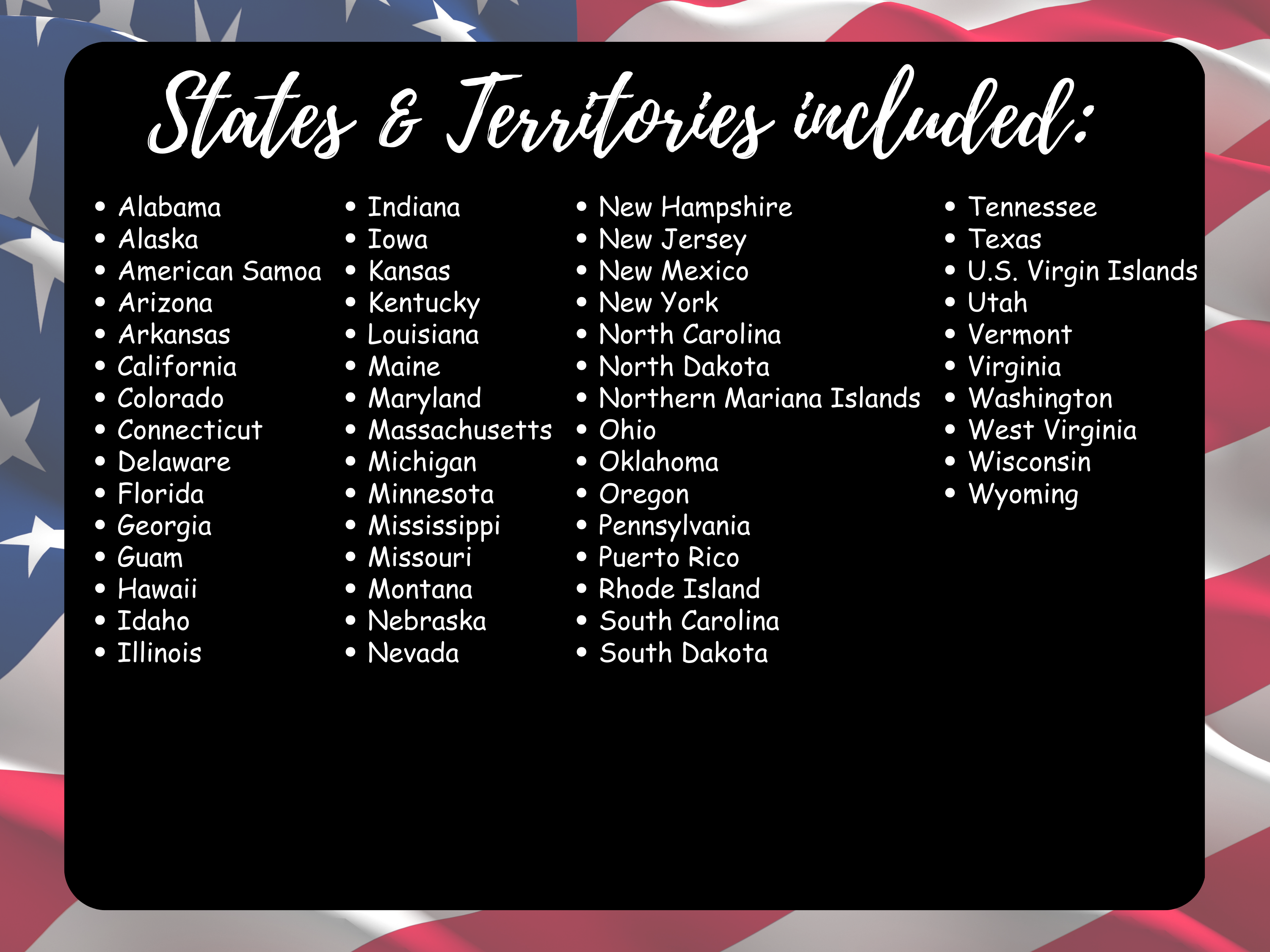 US States and Territories Map Flags