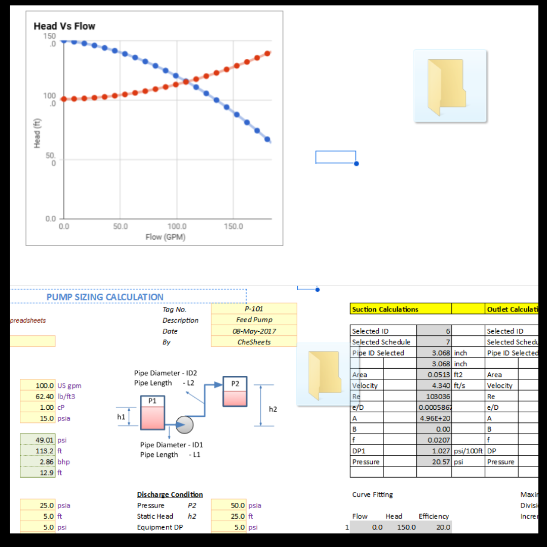 Pump sizing Calculation Spreadsheets