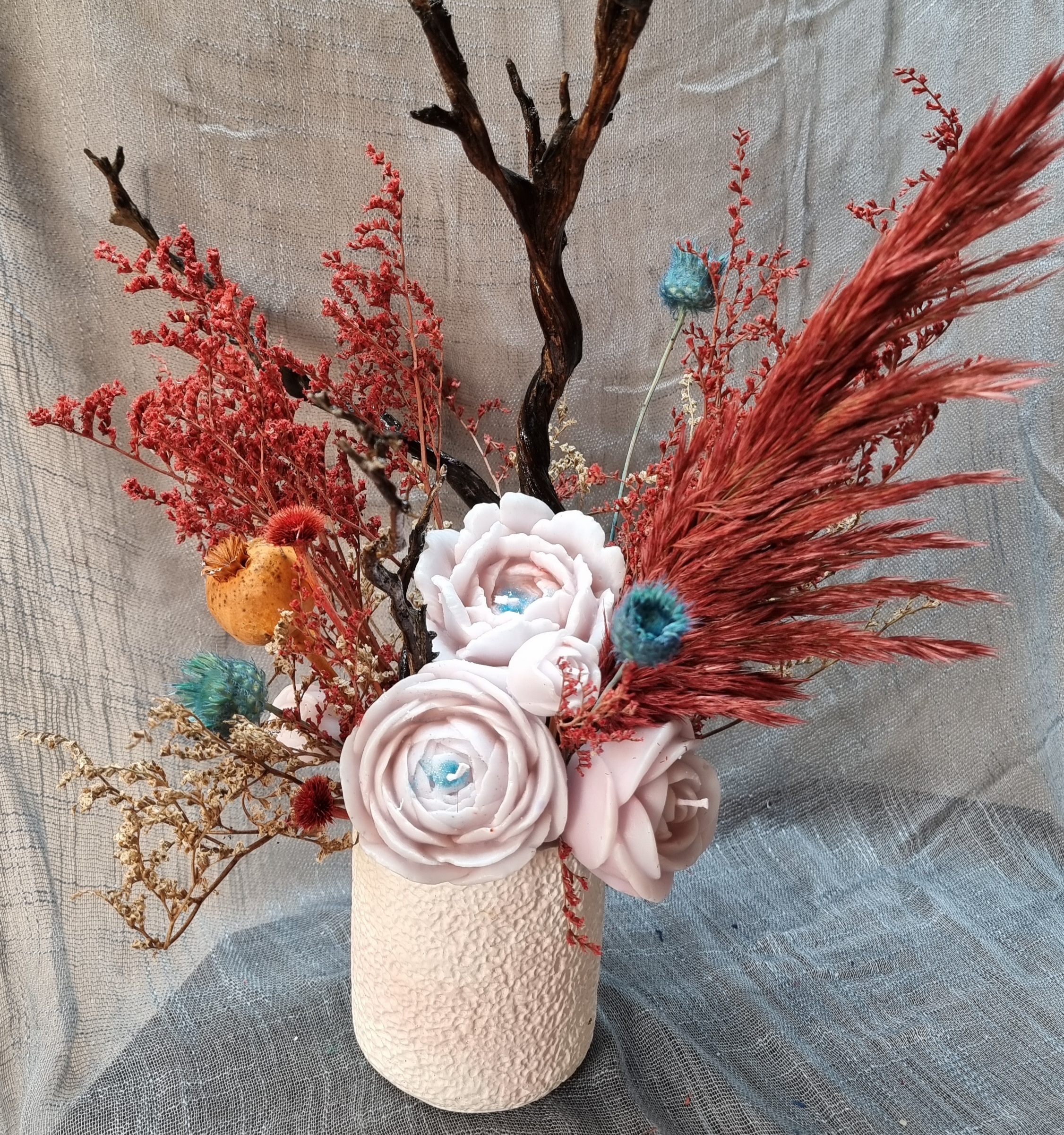 Wax flower bouquet: beige theme