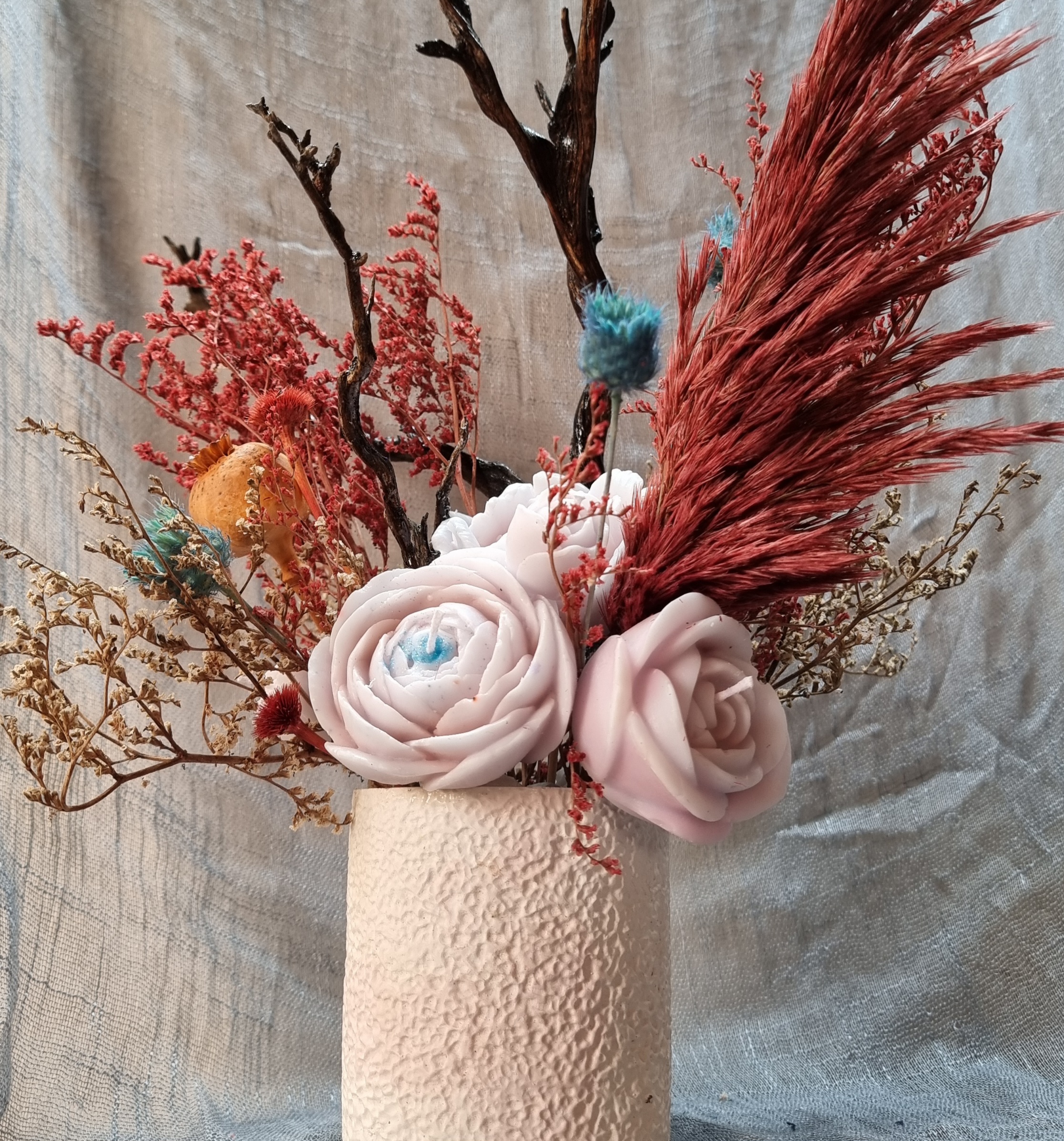 Wax flower bouquet: beige theme