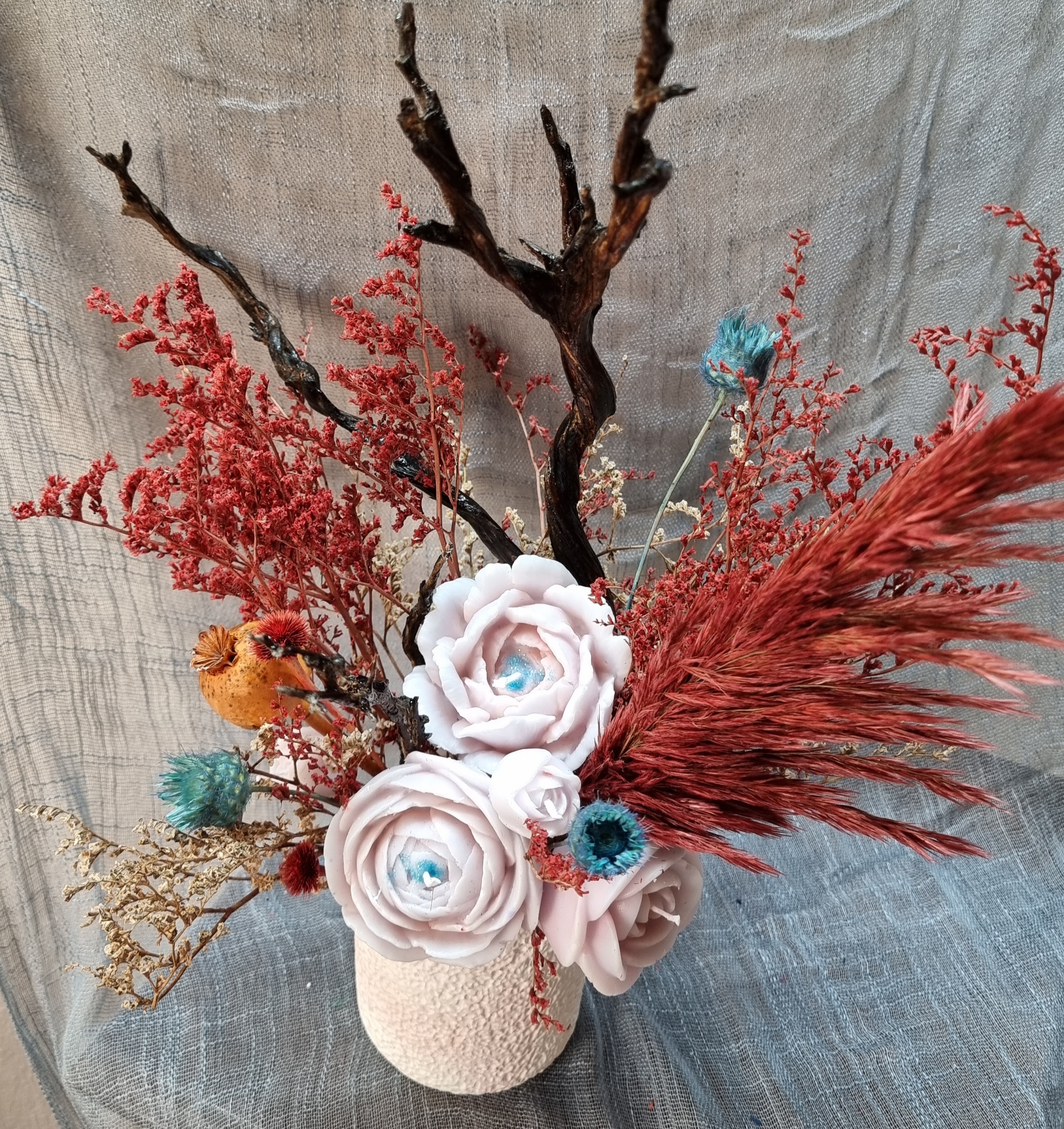 Wax flower bouquet: beige theme