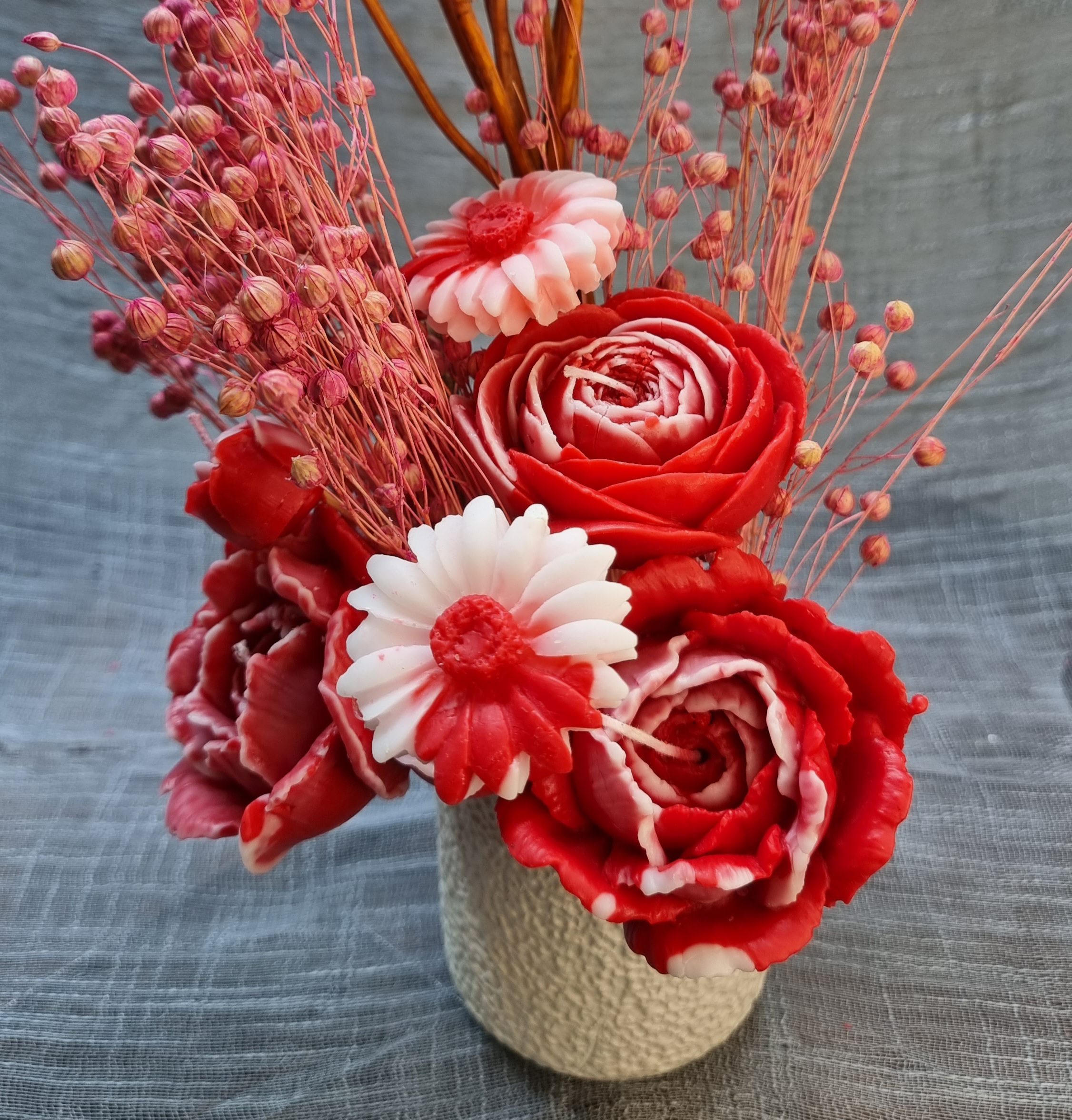 Wax flower bouquet: red theme