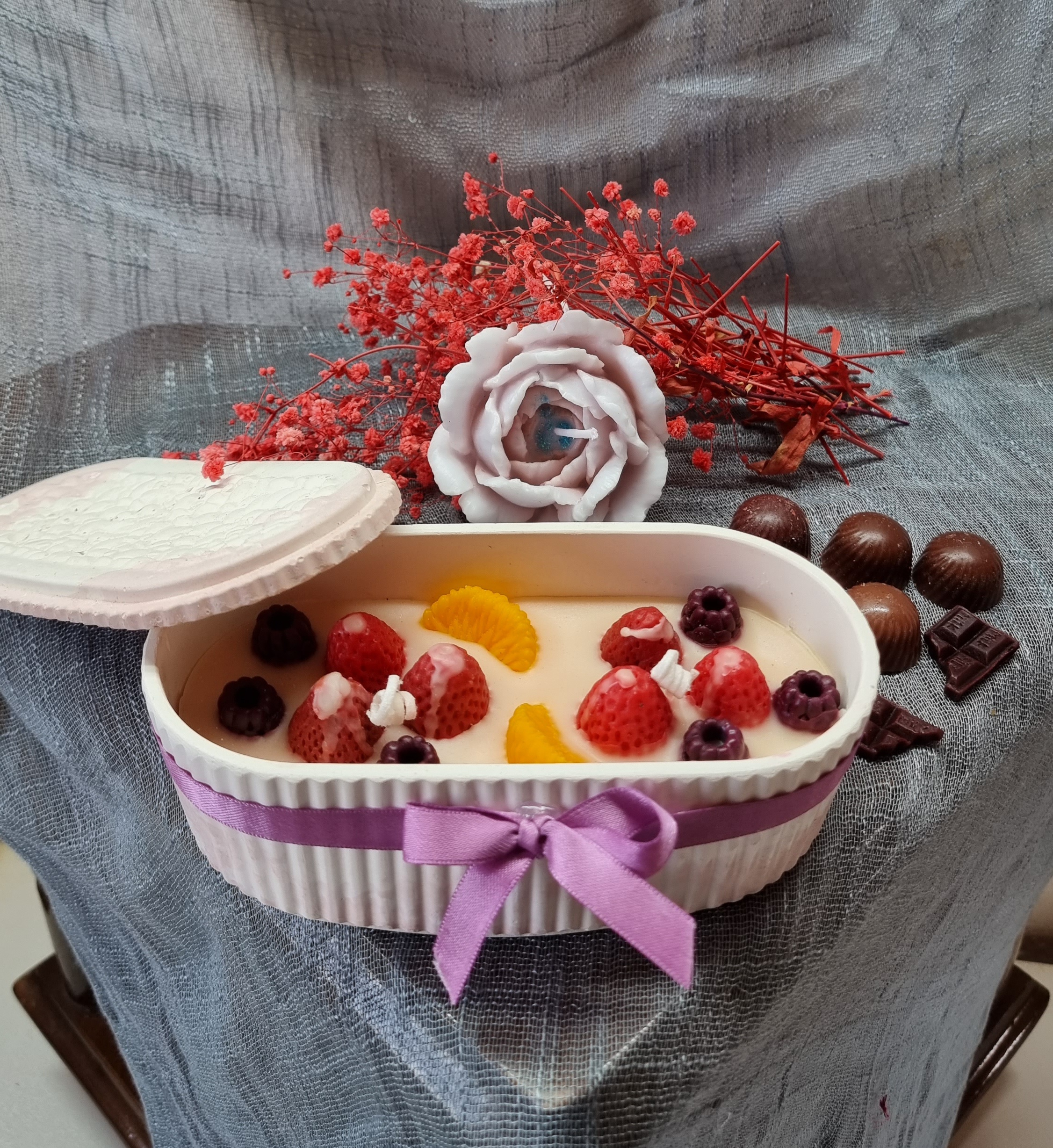 Oval fruit pie (fruit scented, big-size oval candle)