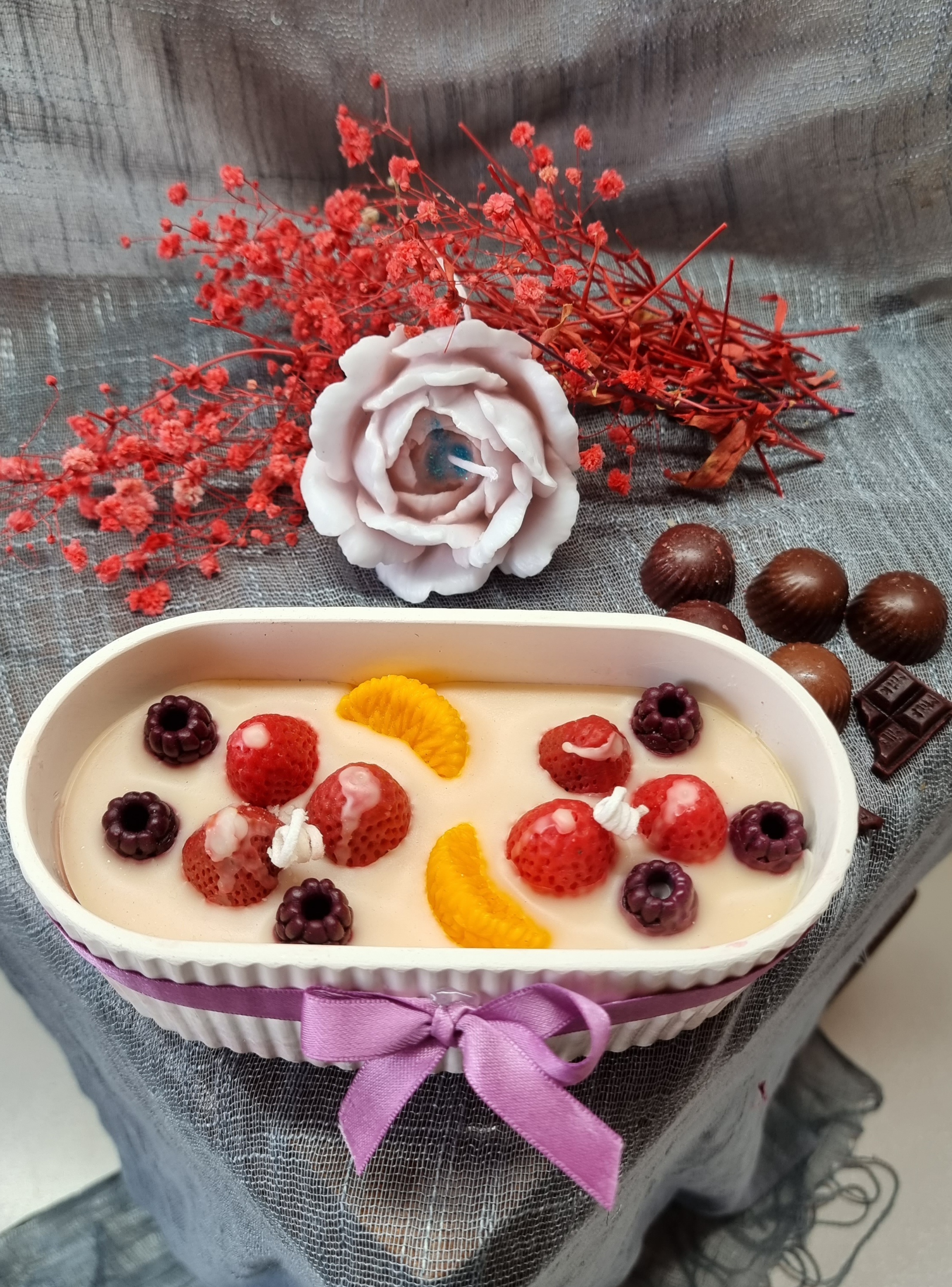 Oval fruit pie (fruit scented, big-size oval candle)